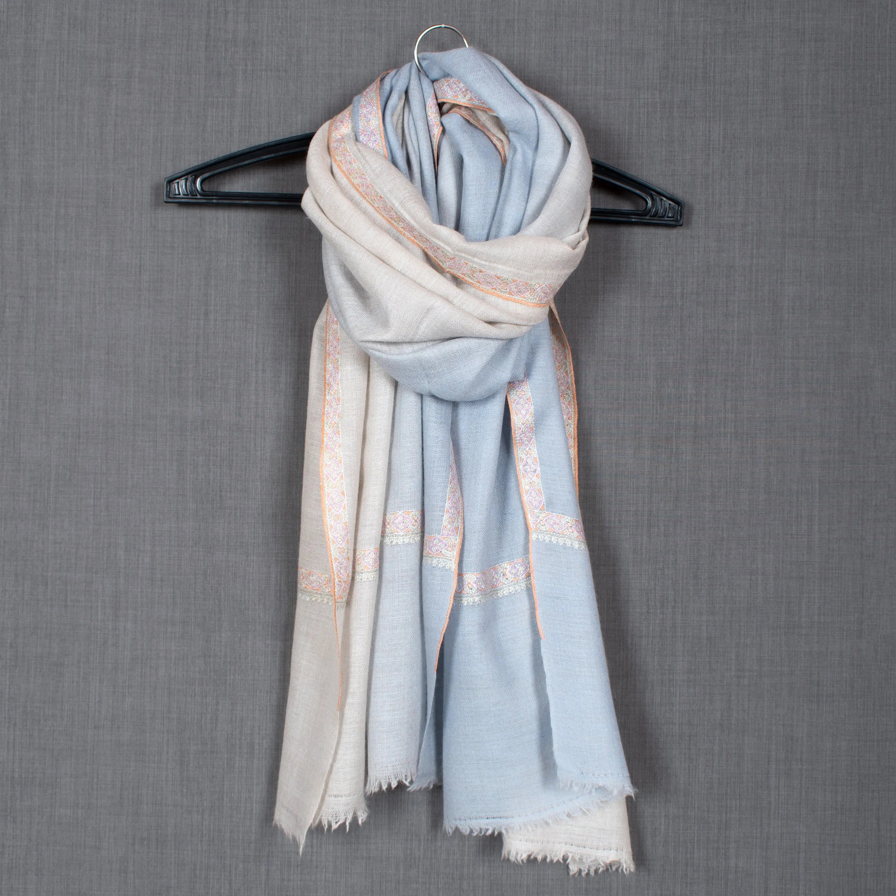 Ombre Scarves, Stylish Kashmir Shawl, Pashmina Scarf, Sozni Wrap, Super Soft, Handmade, Embroidered Neck Scarves, 28x80" - AKTAU Shahkaar