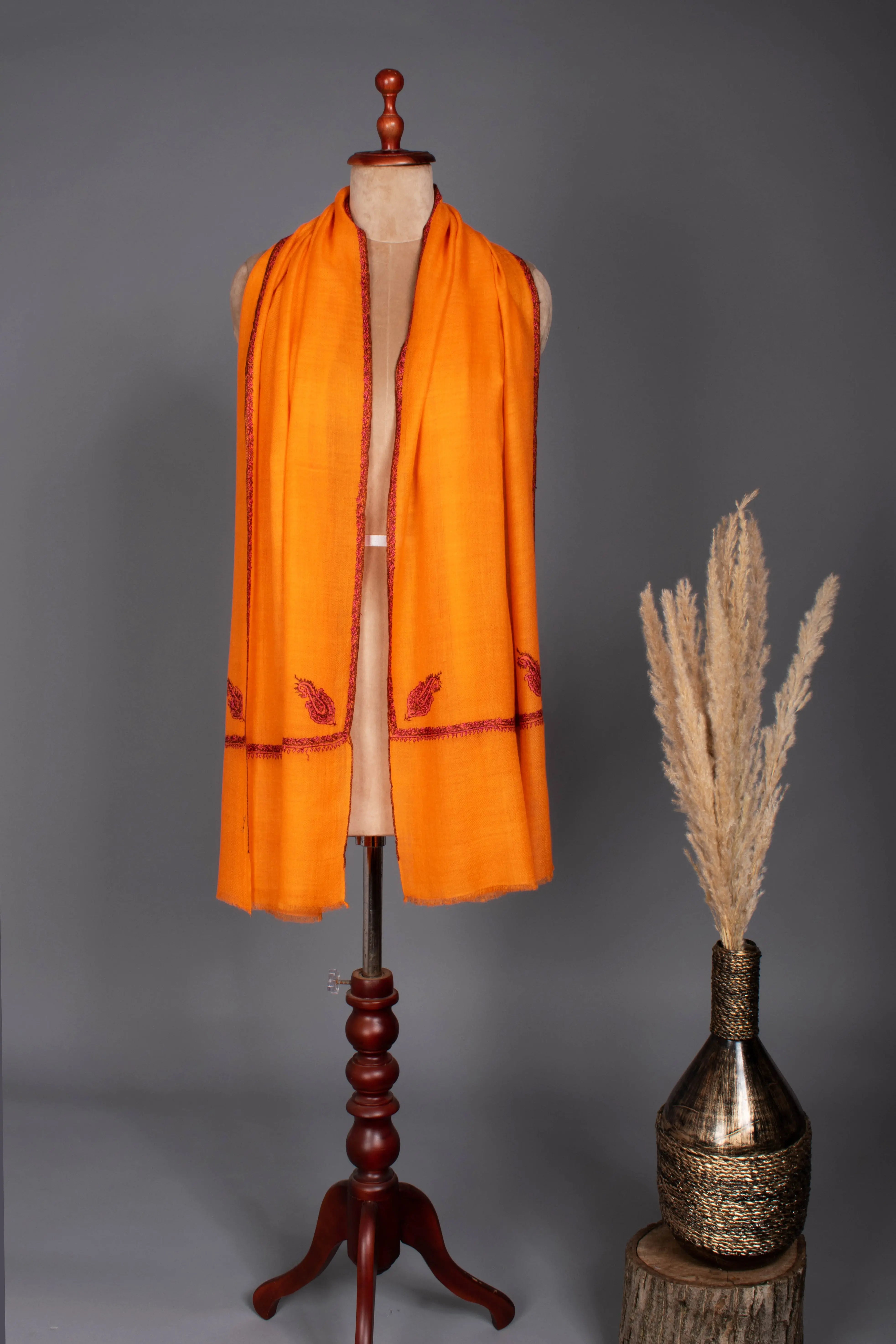 Orange Baildar Lightweight Cashmere Scarf - BOLSOVER Shahkaar
