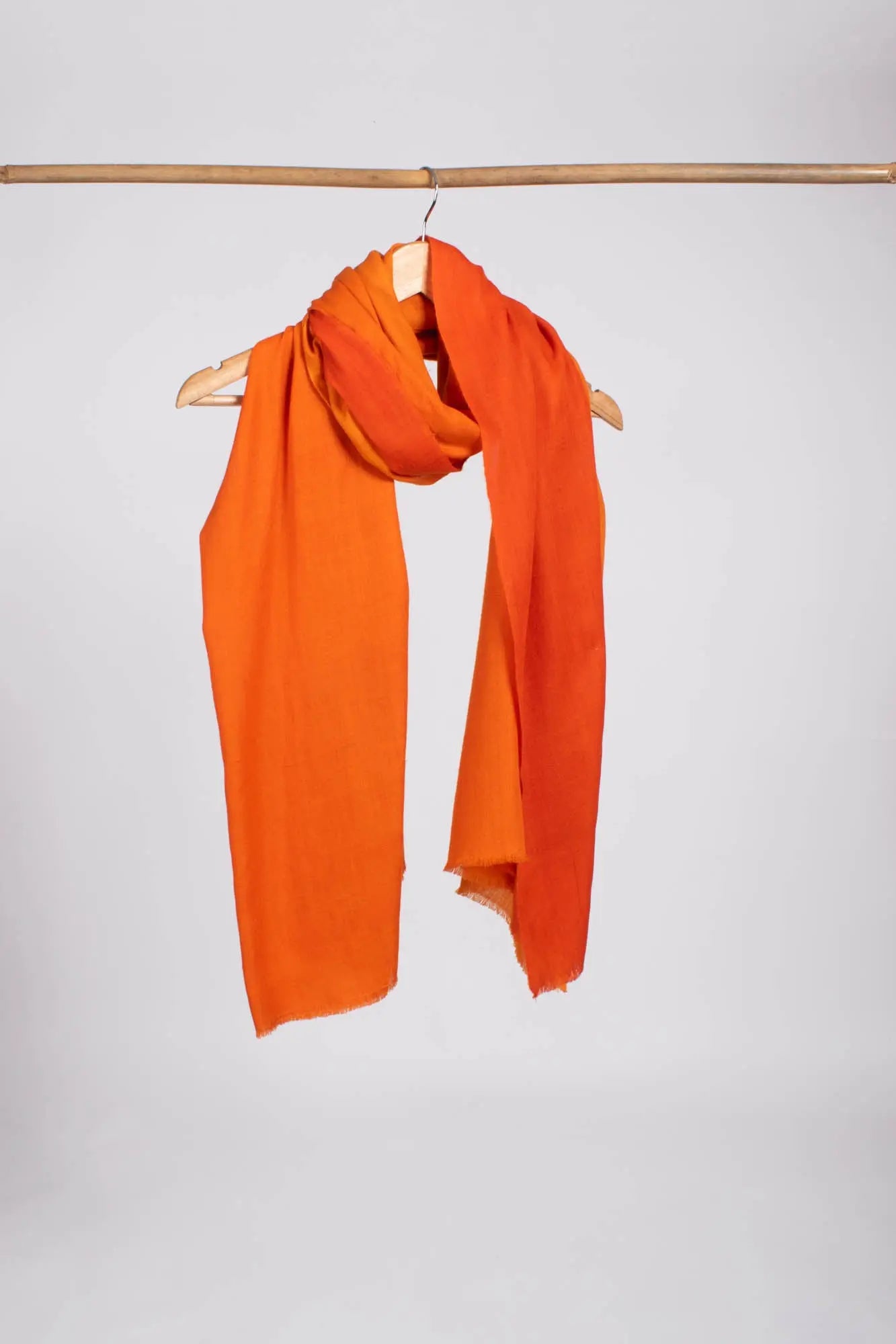 Orange Ombré Two Shades Indian Handloom Pashmina Shawl Shahkaar