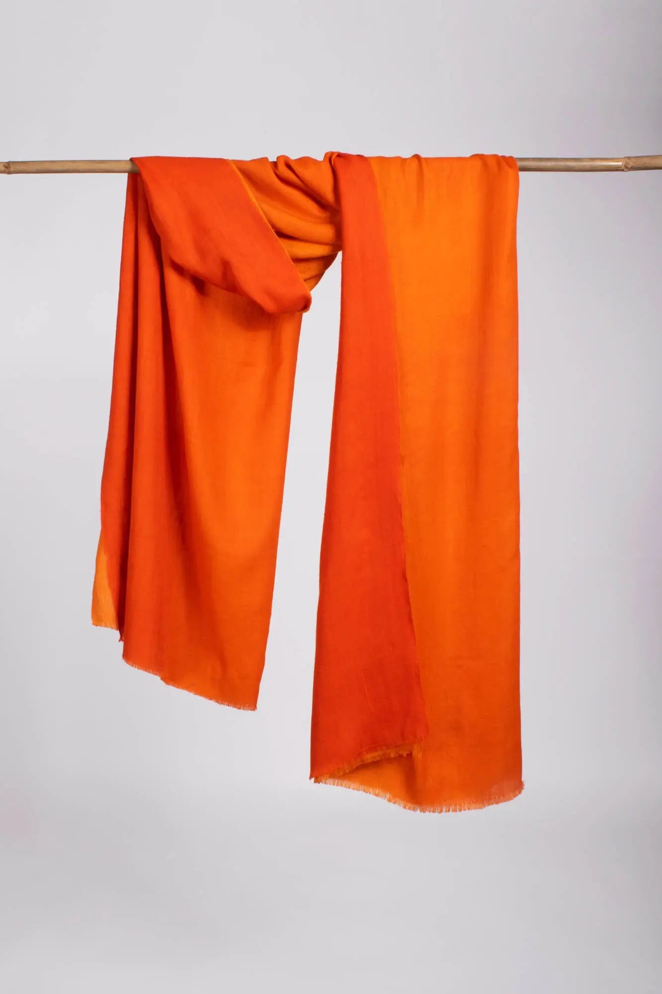 Orange Ombré Two Shades Indian Handloom Pashmina Shawl Shahkaar