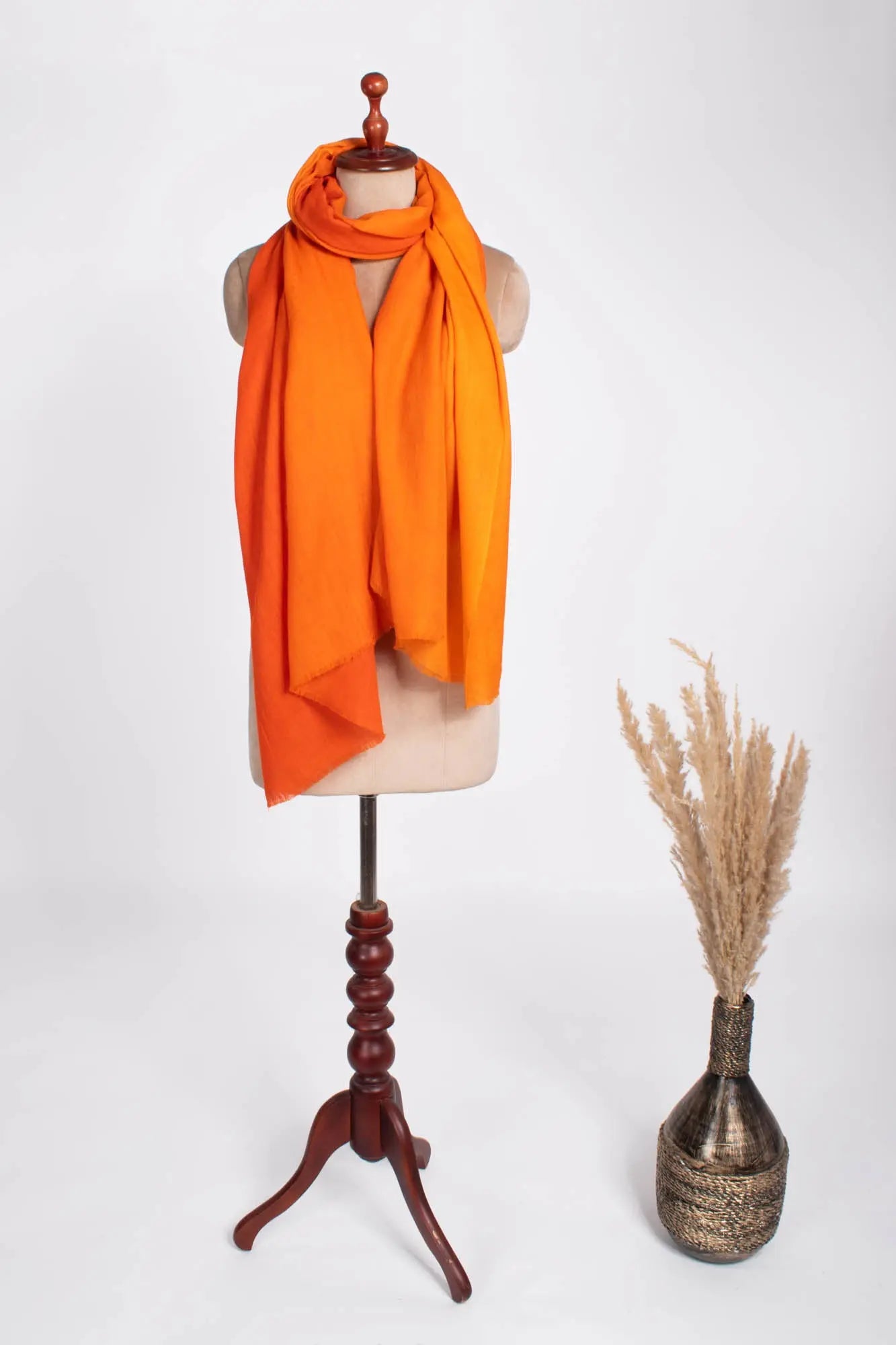Orange Ombré Two Shades Indian Handloom Pashmina Shawl Shahkaar