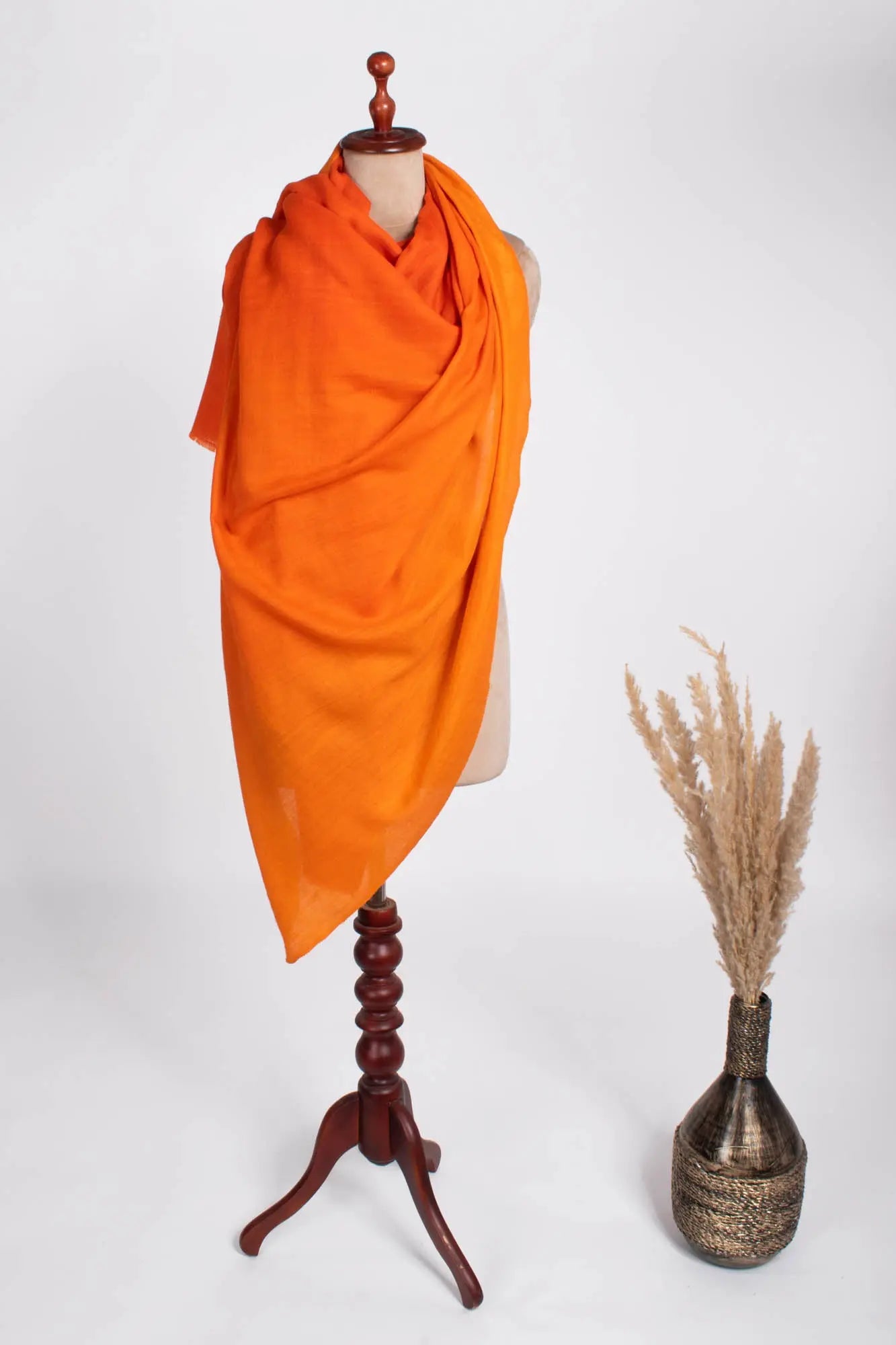 Orange Ombré Two Shades Indian Handloom Pashmina Shawl Shahkaar