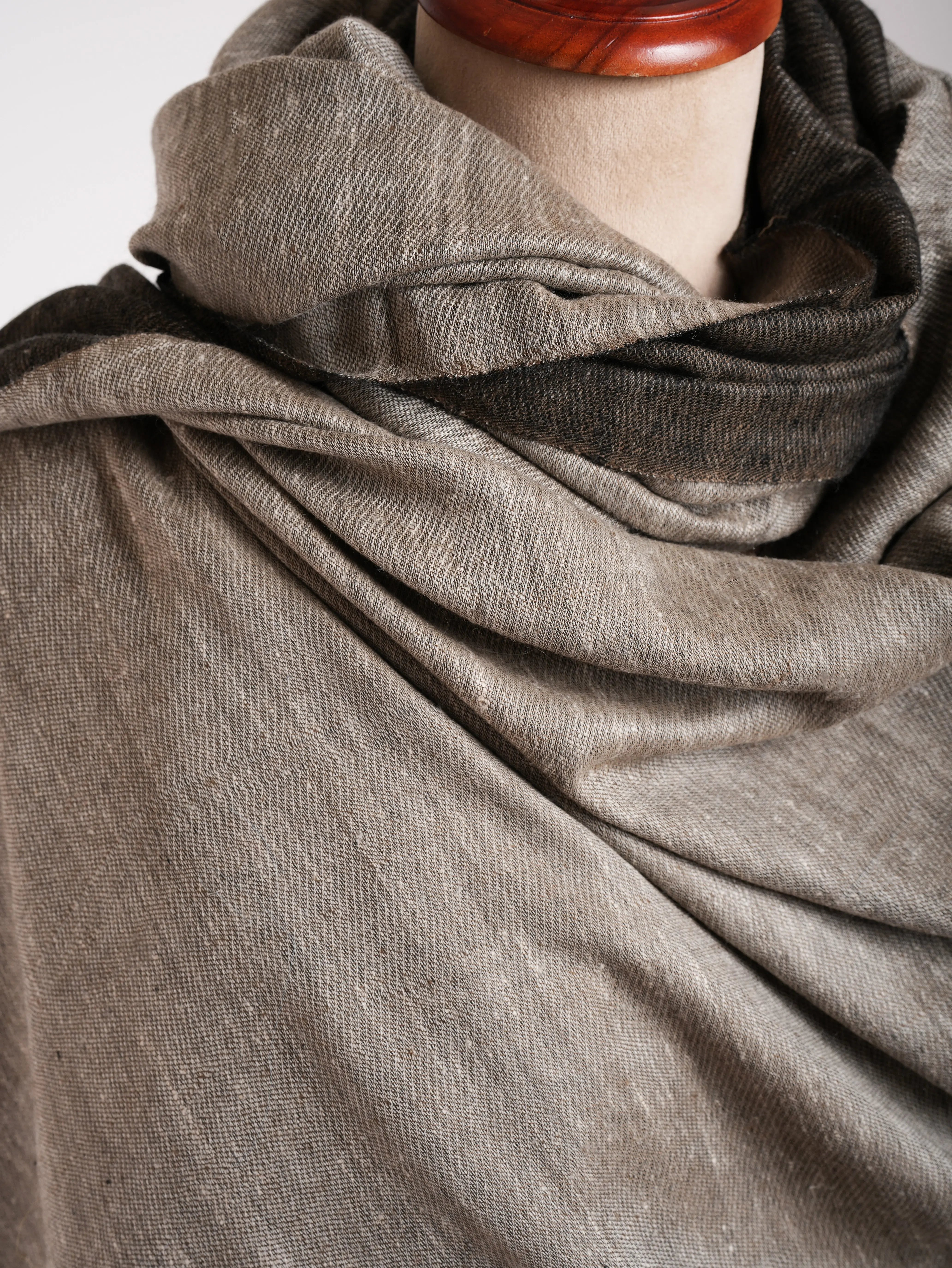 Oversized Black and Ivory Handwoven Dorukha Pashmina Shawl Shahkaar