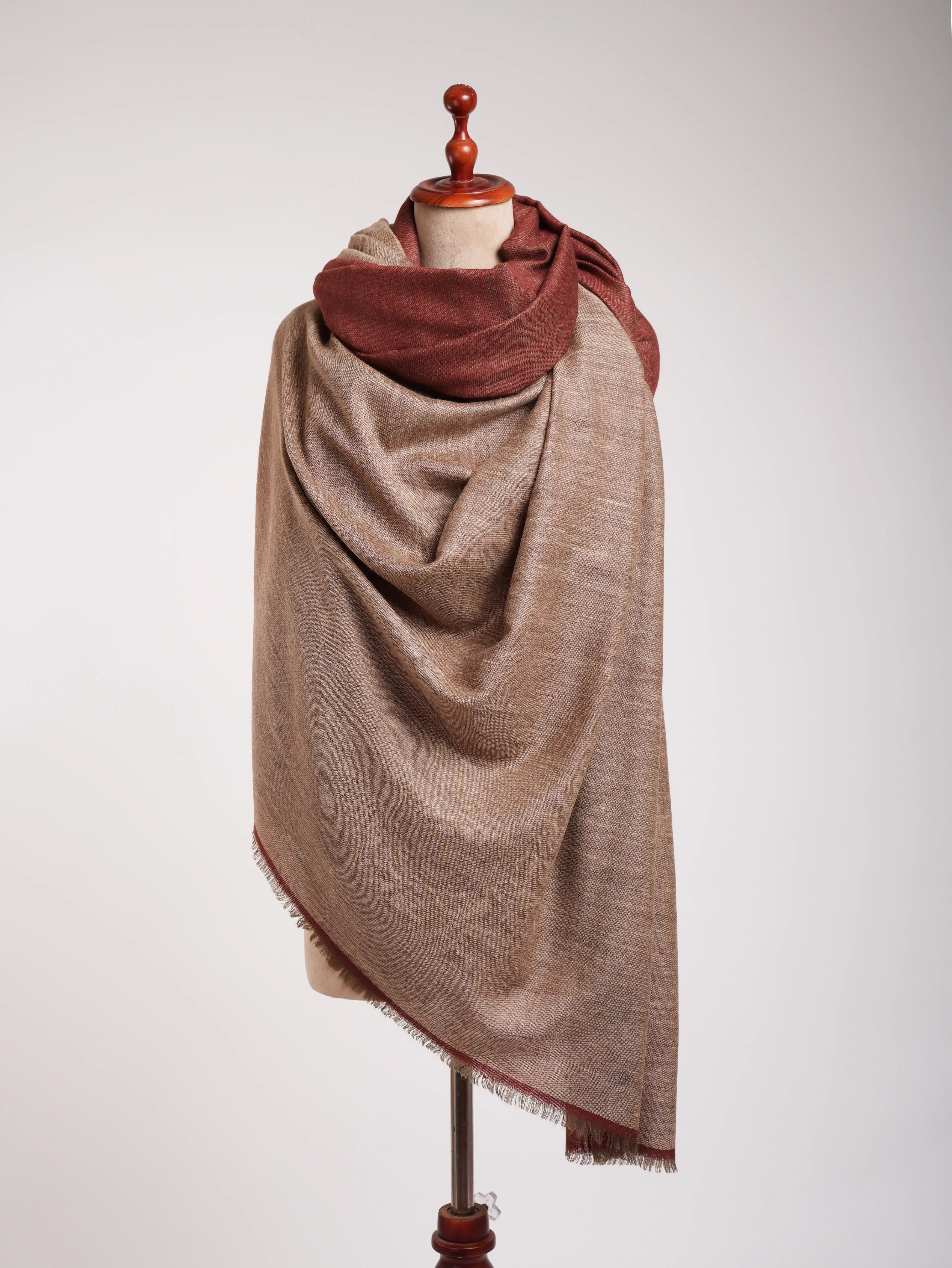 Oversized Fiery Red Dual Shade Pashmina Shawl Shahkaar