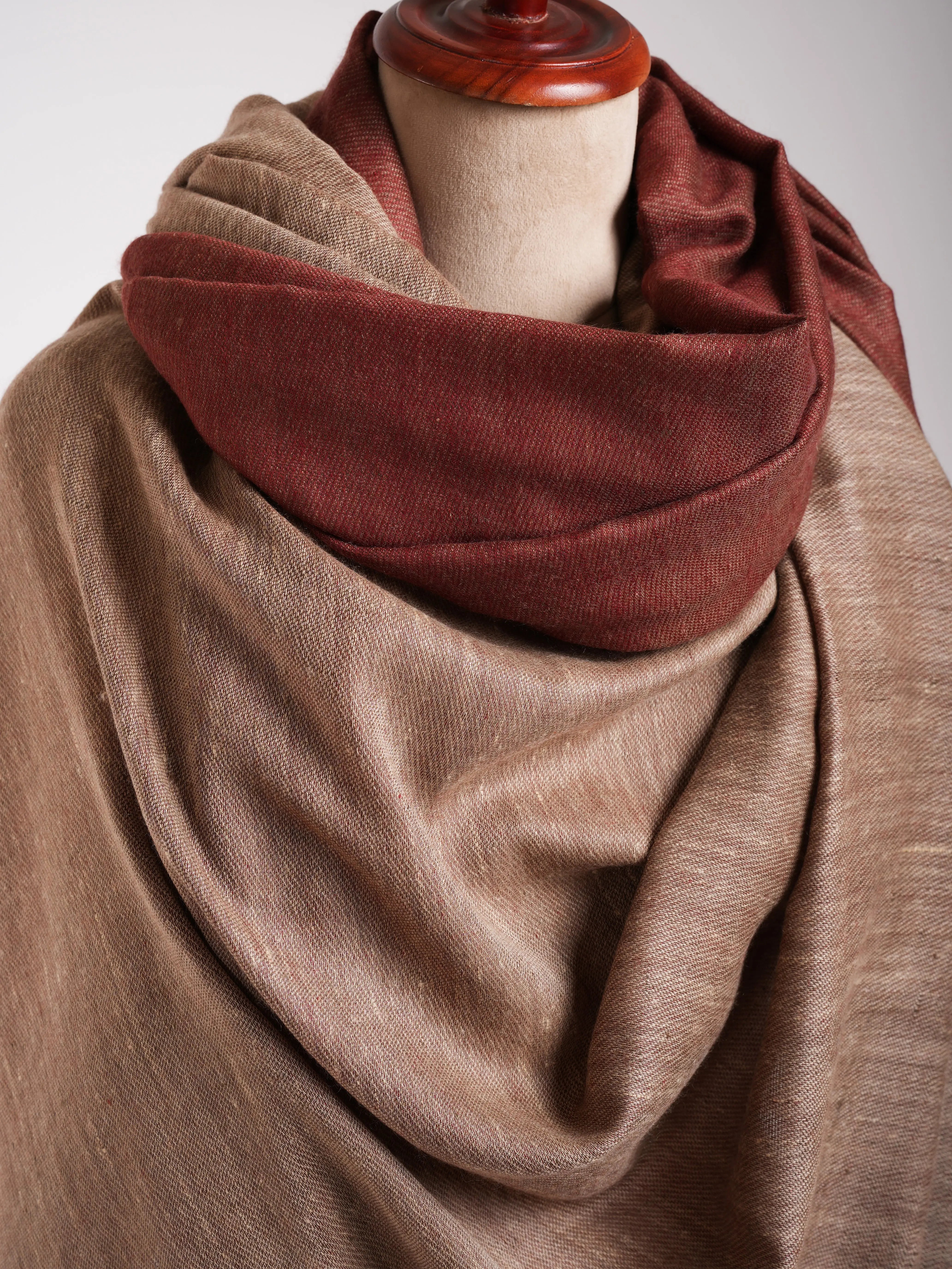 Oversized Fiery Red Dual Shade Pashmina Shawl Shahkaar