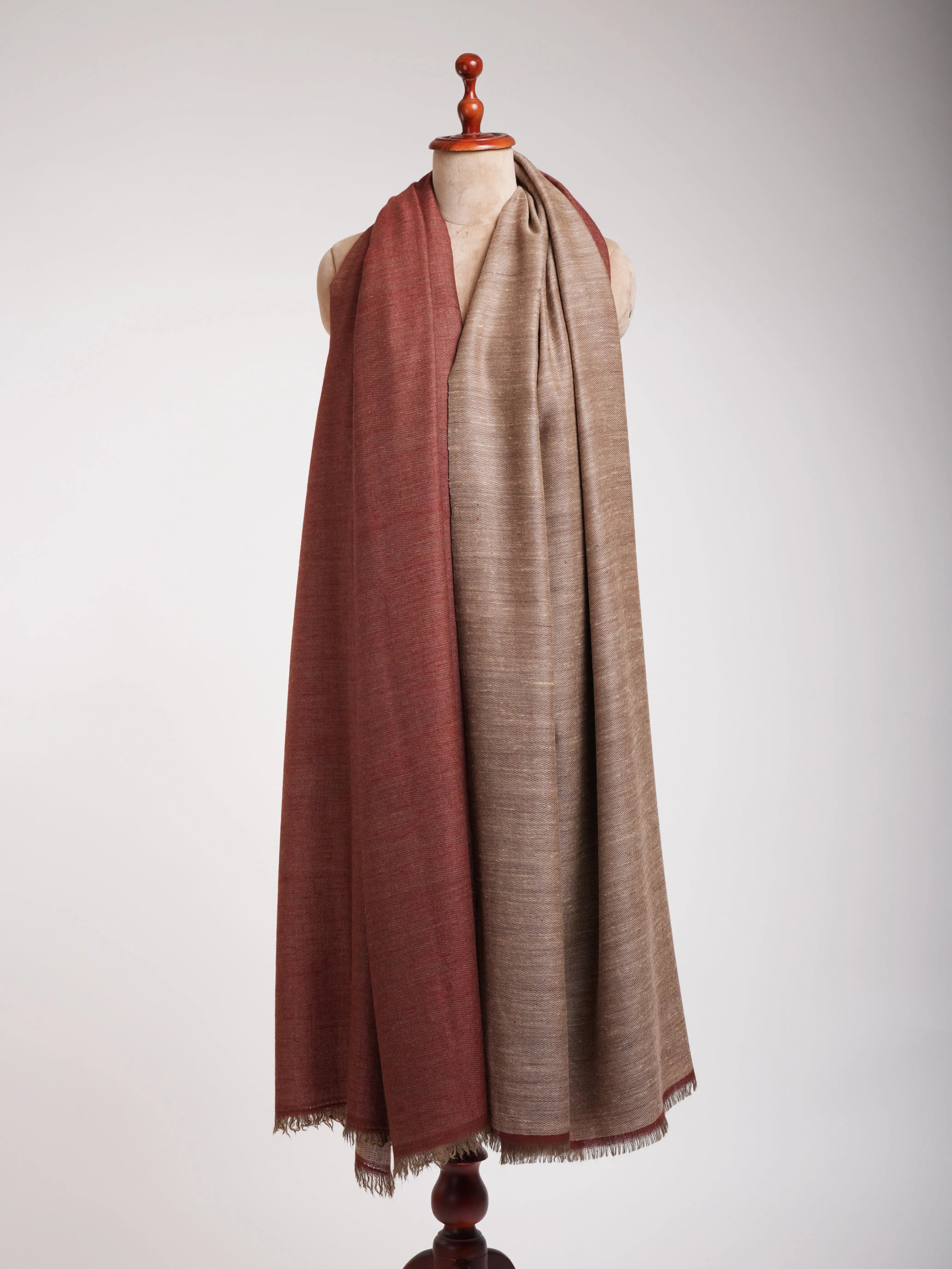 Oversized Fiery Red Dual Shade Pashmina Shawl Shahkaar