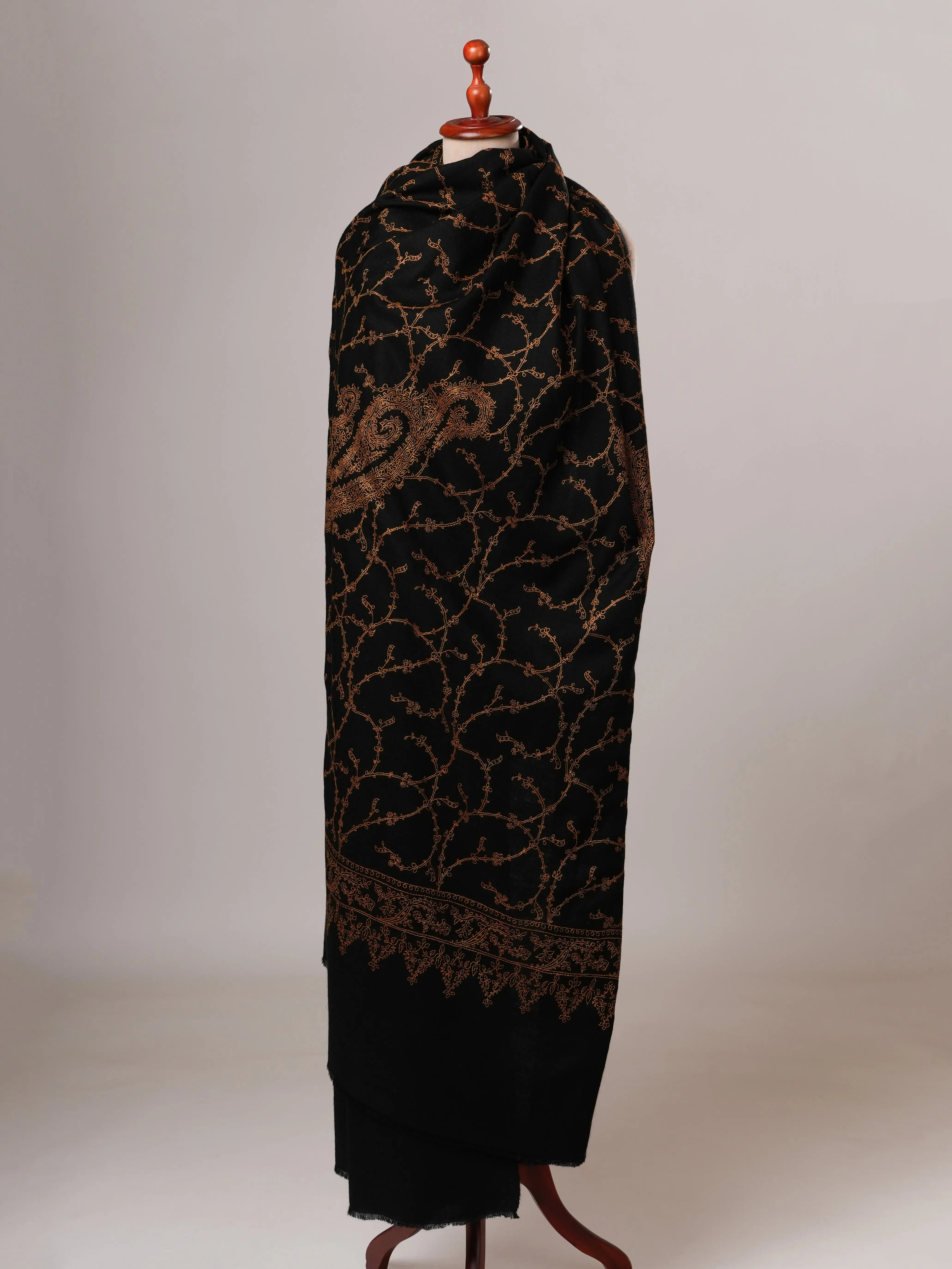 Oversized Hand embroidered Indian Pashmina Shawl Shahkaar