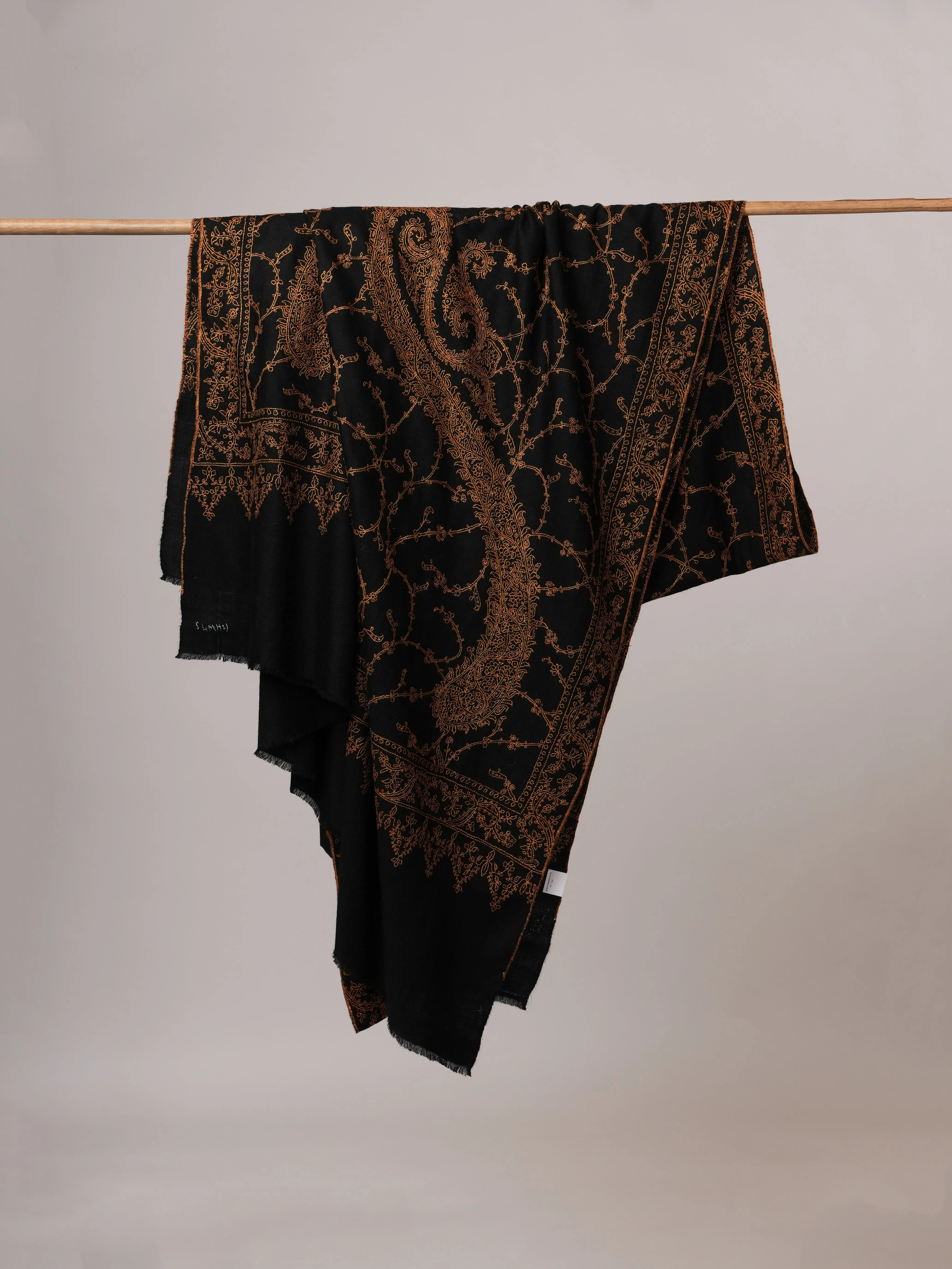 Oversized Hand embroidered Indian Pashmina Shawl Shahkaar