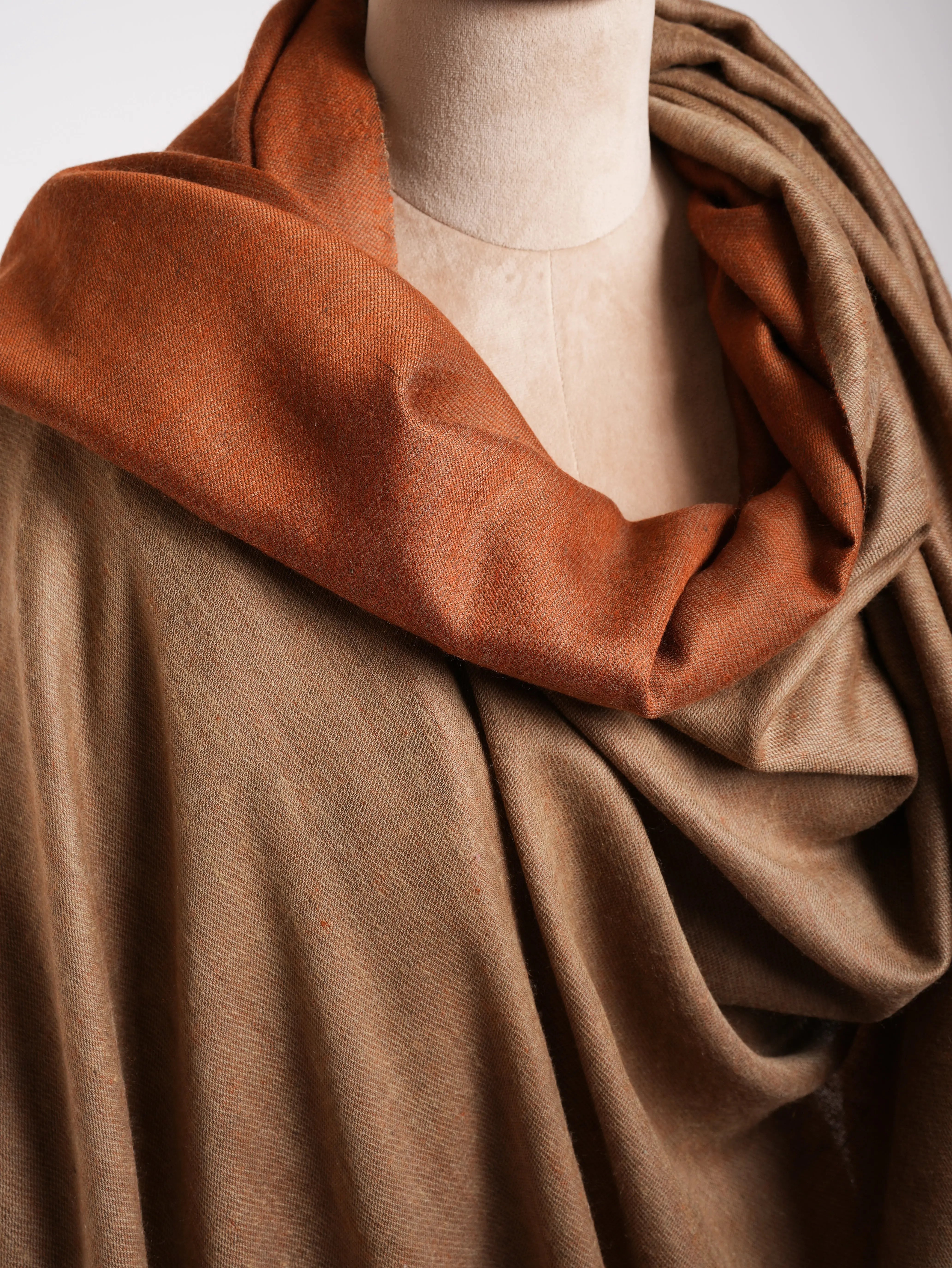 Oversized Orange Tiger Dorukha Pashmina Shawl Shahkaar