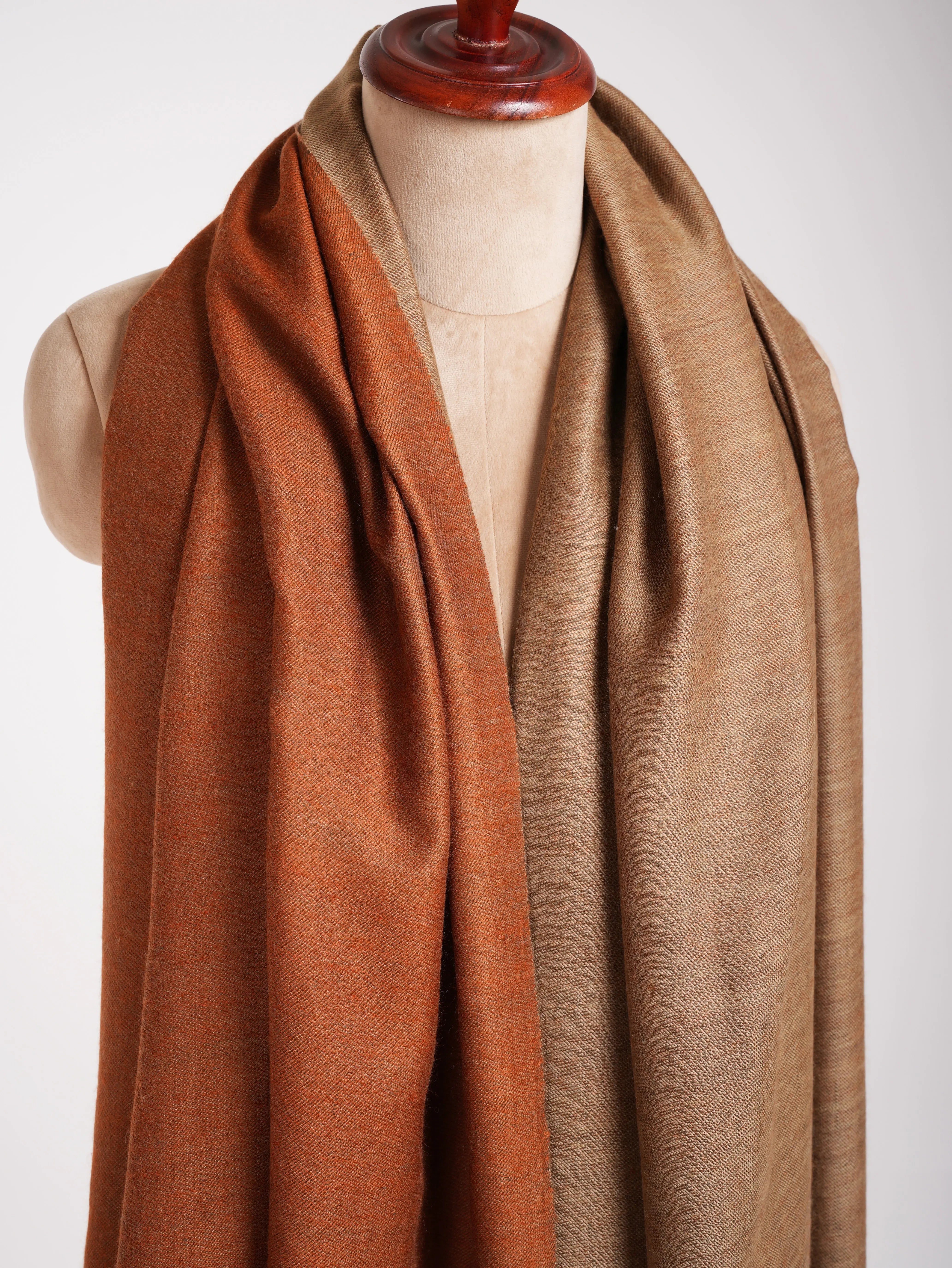 Oversized Orange Tiger Dorukha Pashmina Shawl Shahkaar