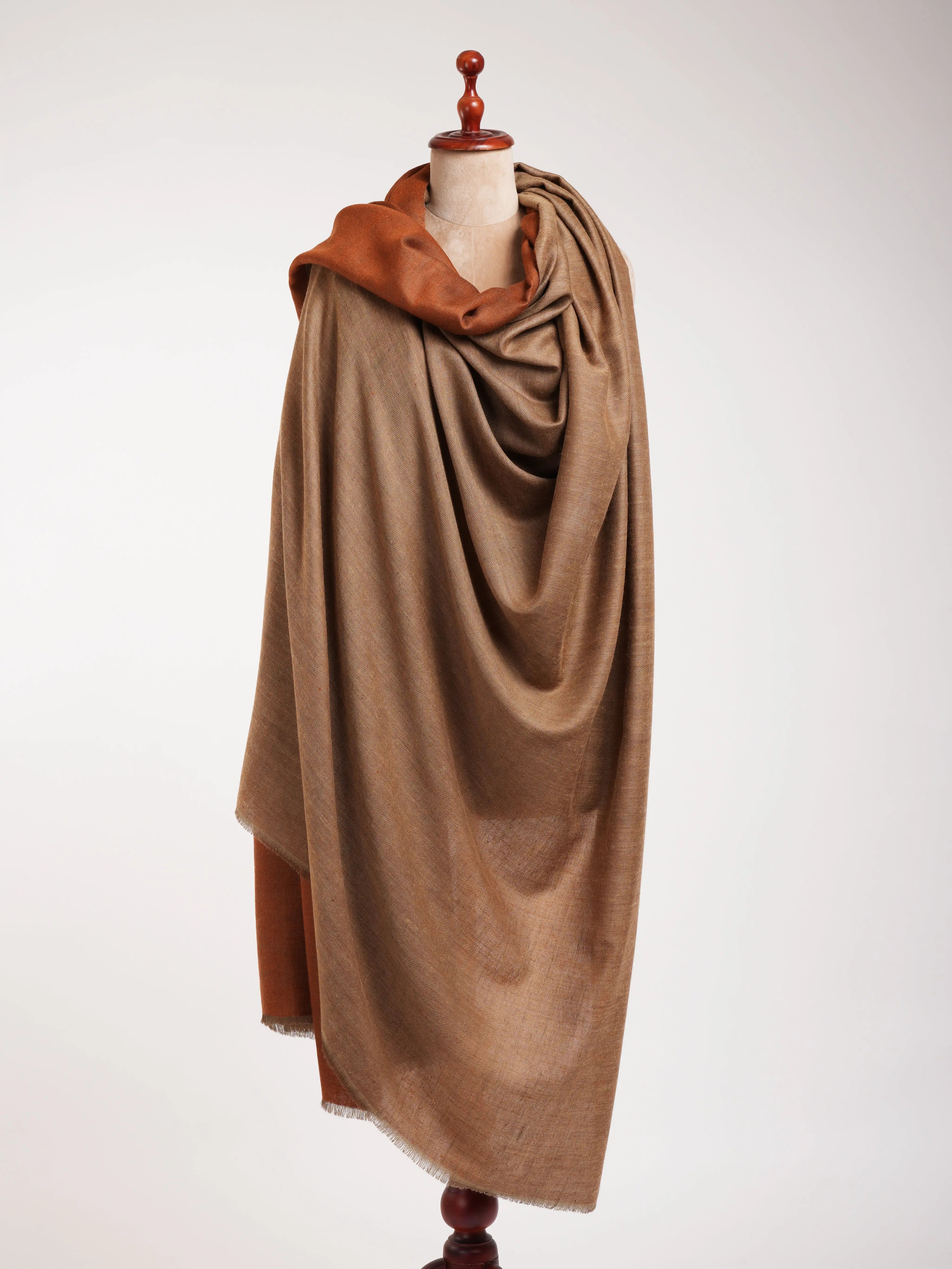 Oversized Orange Tiger Dorukha Pashmina Shawl Shahkaar
