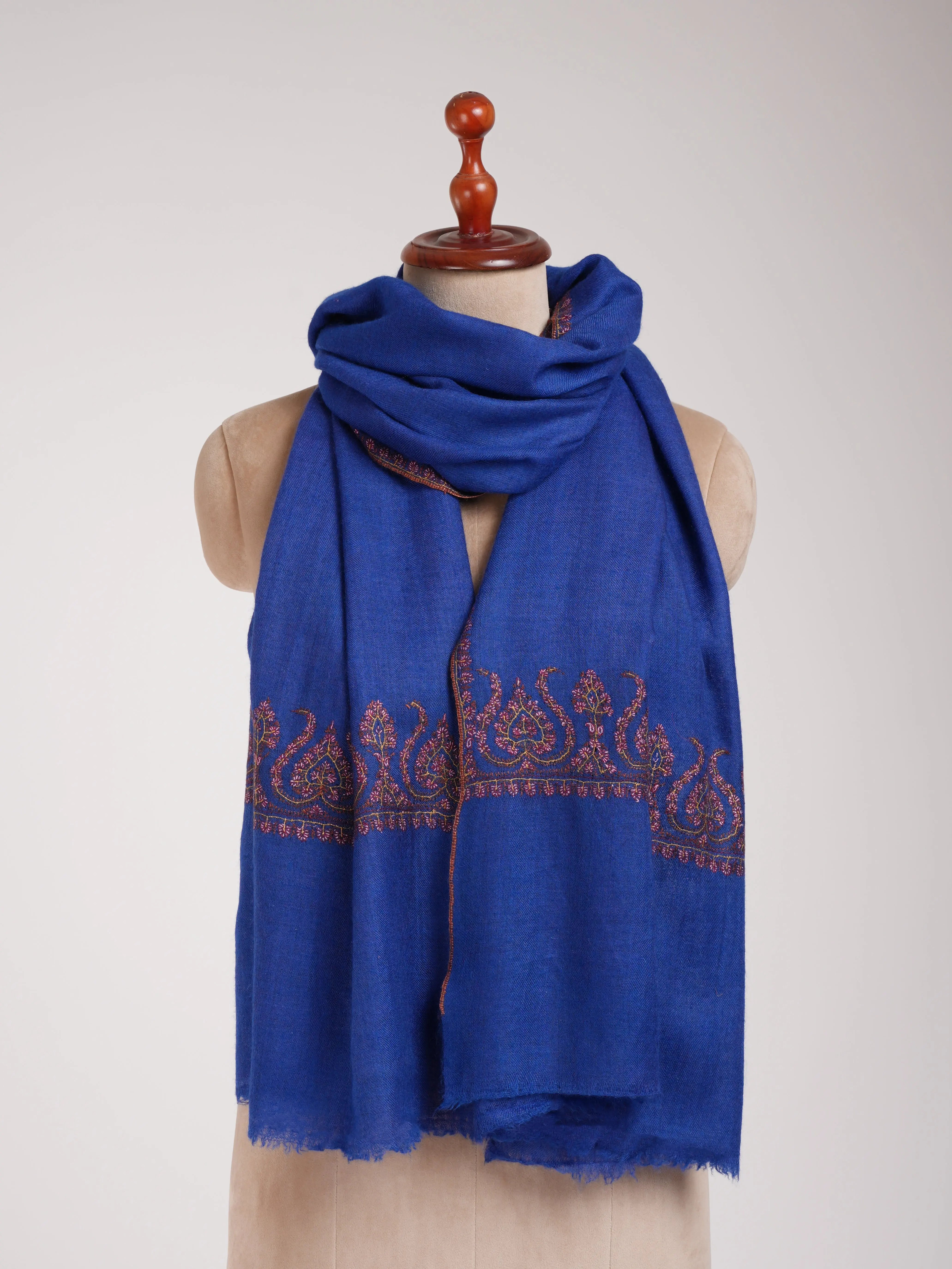 Palla Embroidered Electric Blue Pure Cashmere Shahkaar