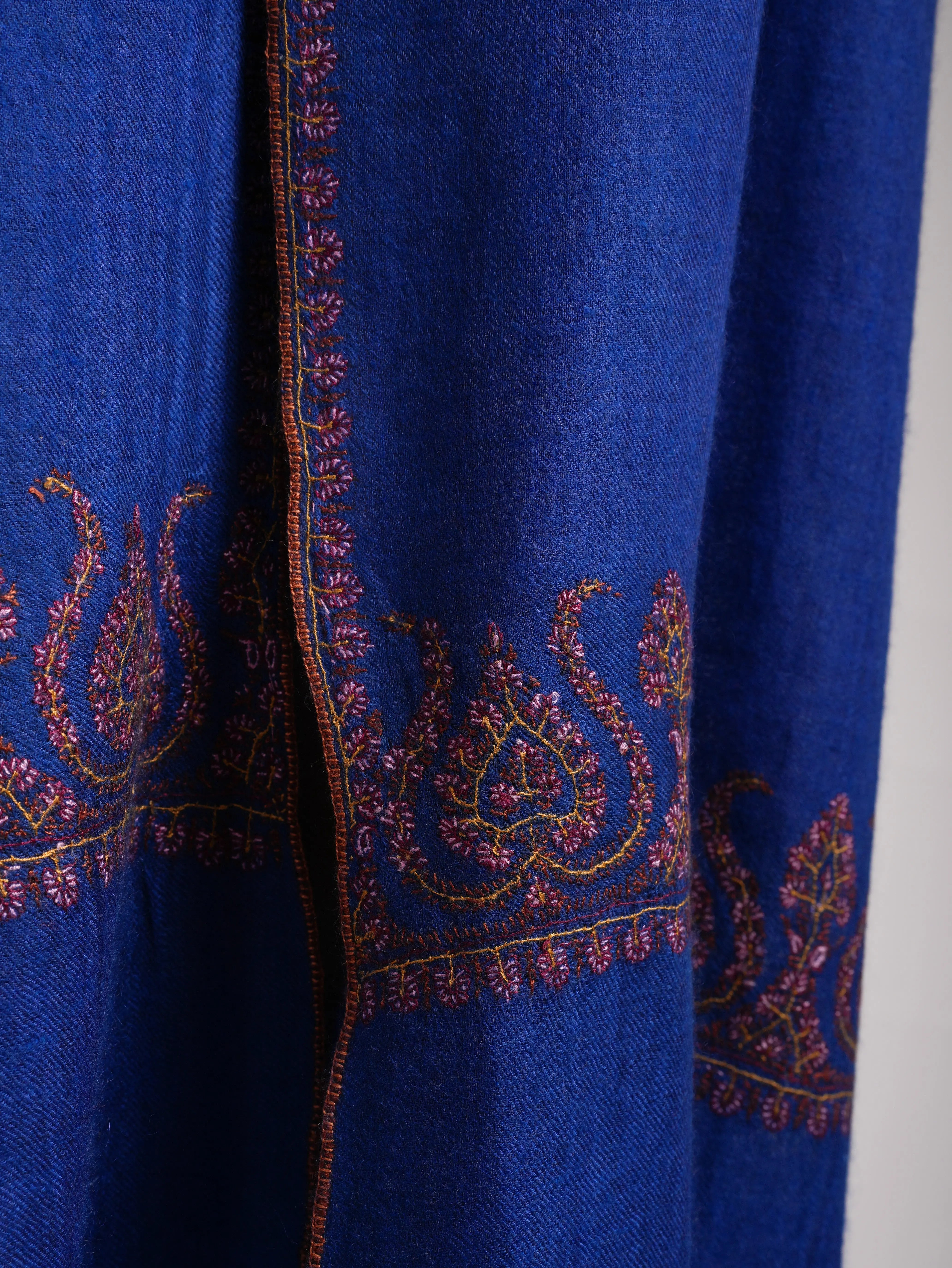 Palla Embroidered Electric Blue Pure Cashmere Shahkaar