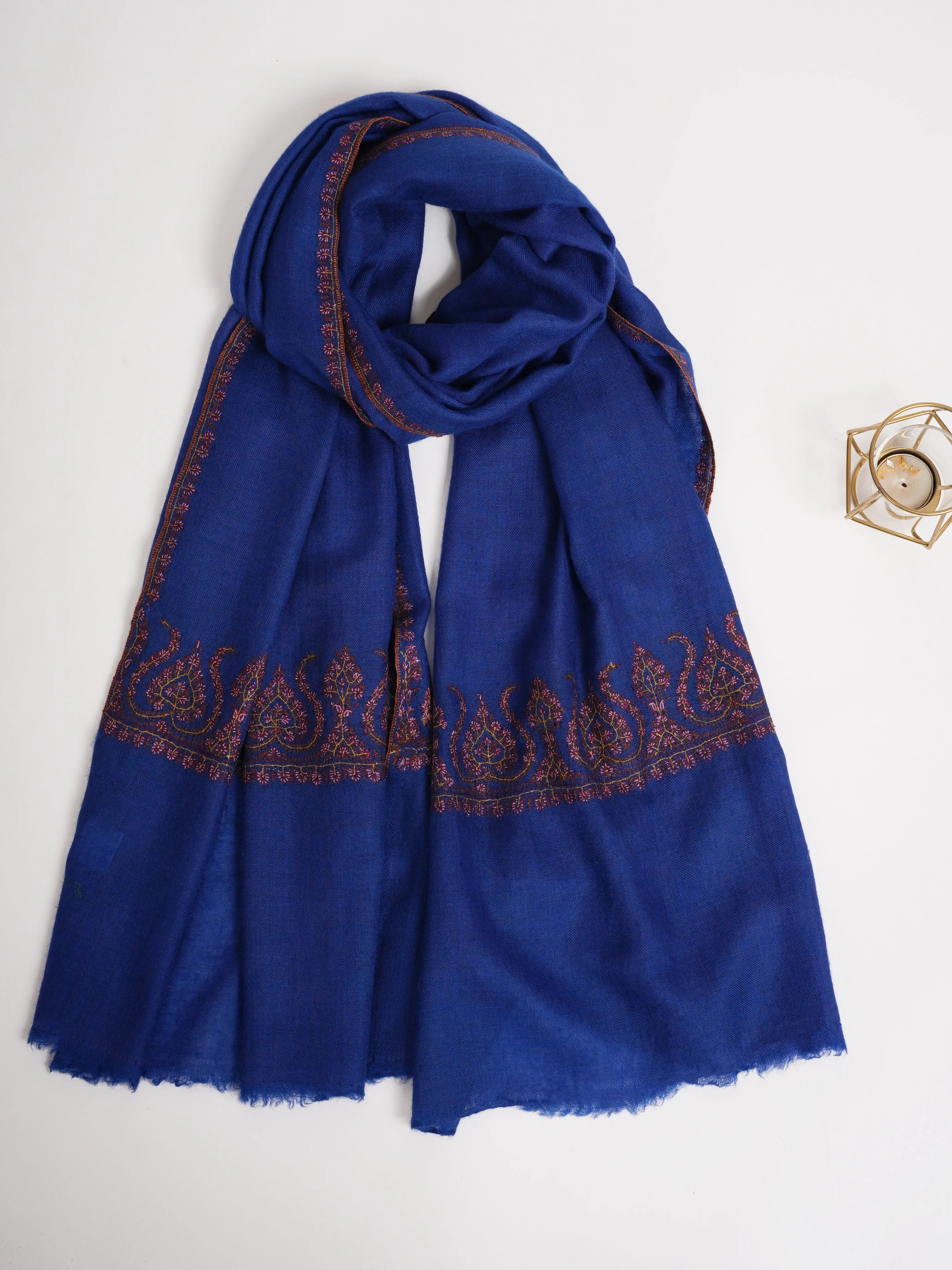 Palla Embroidered Electric Blue Pure Cashmere Shahkaar