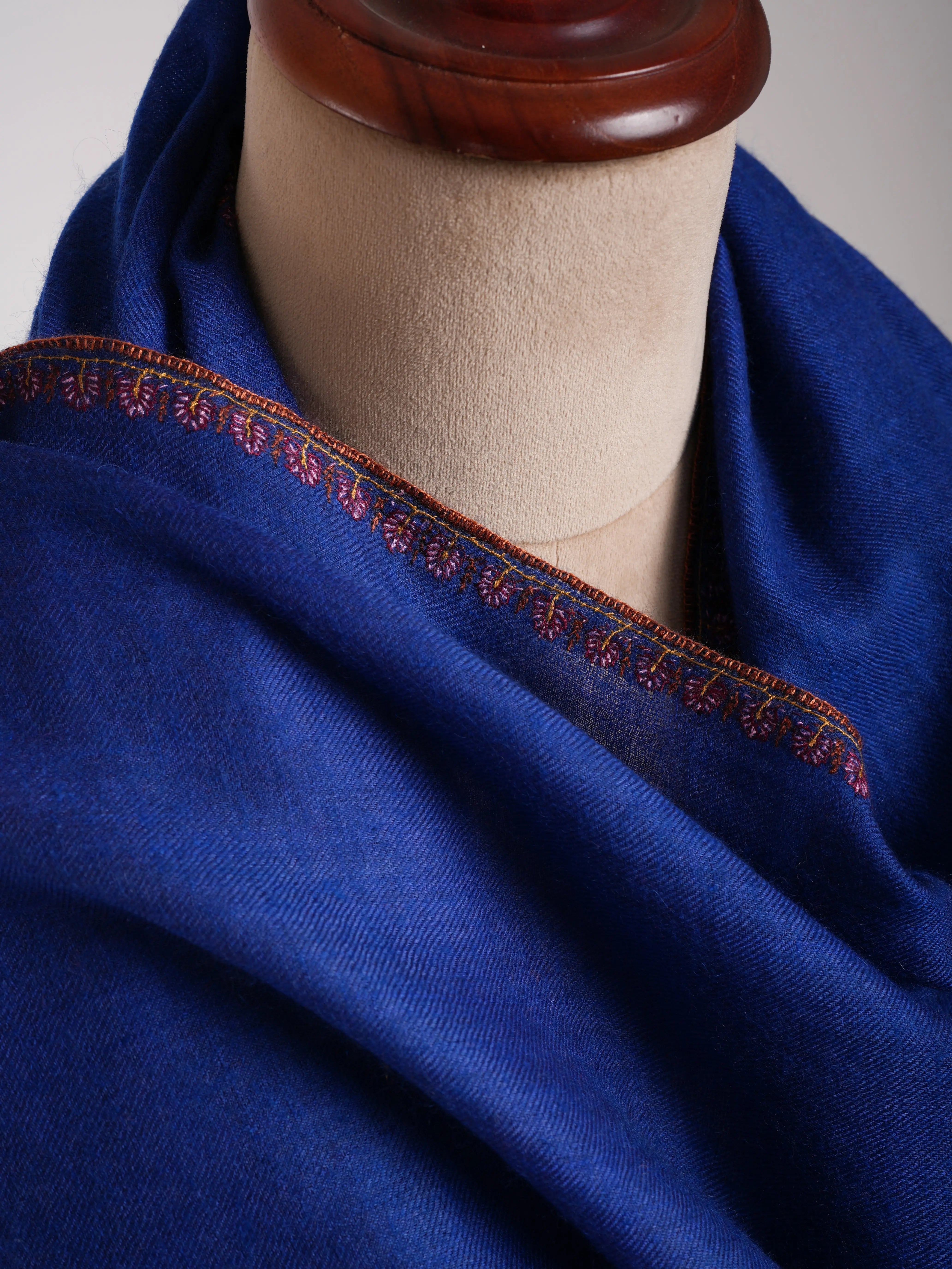 Palla Embroidered Electric Blue Pure Cashmere Shahkaar