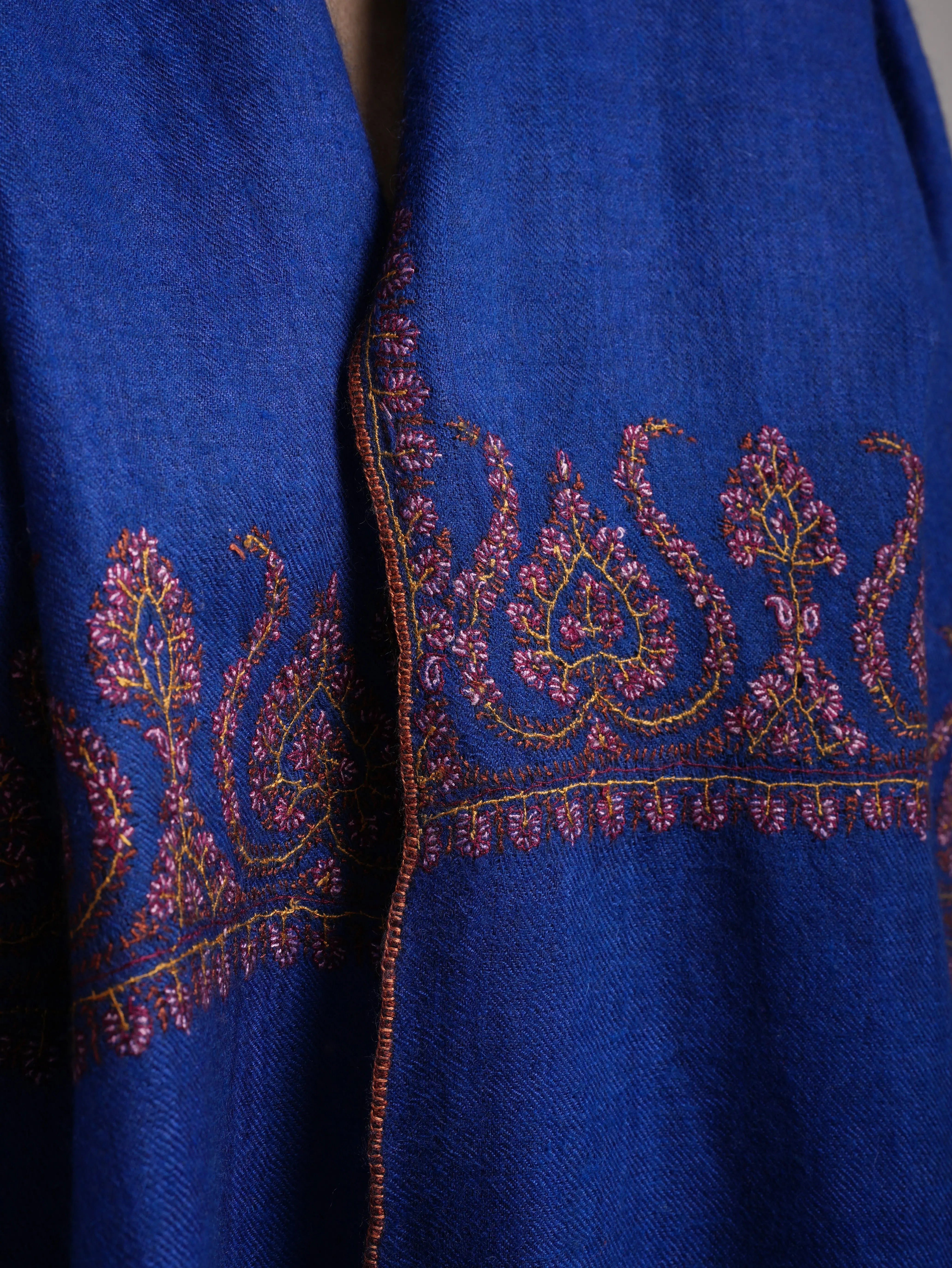 Palla Embroidered Electric Blue Pure Cashmere Shahkaar