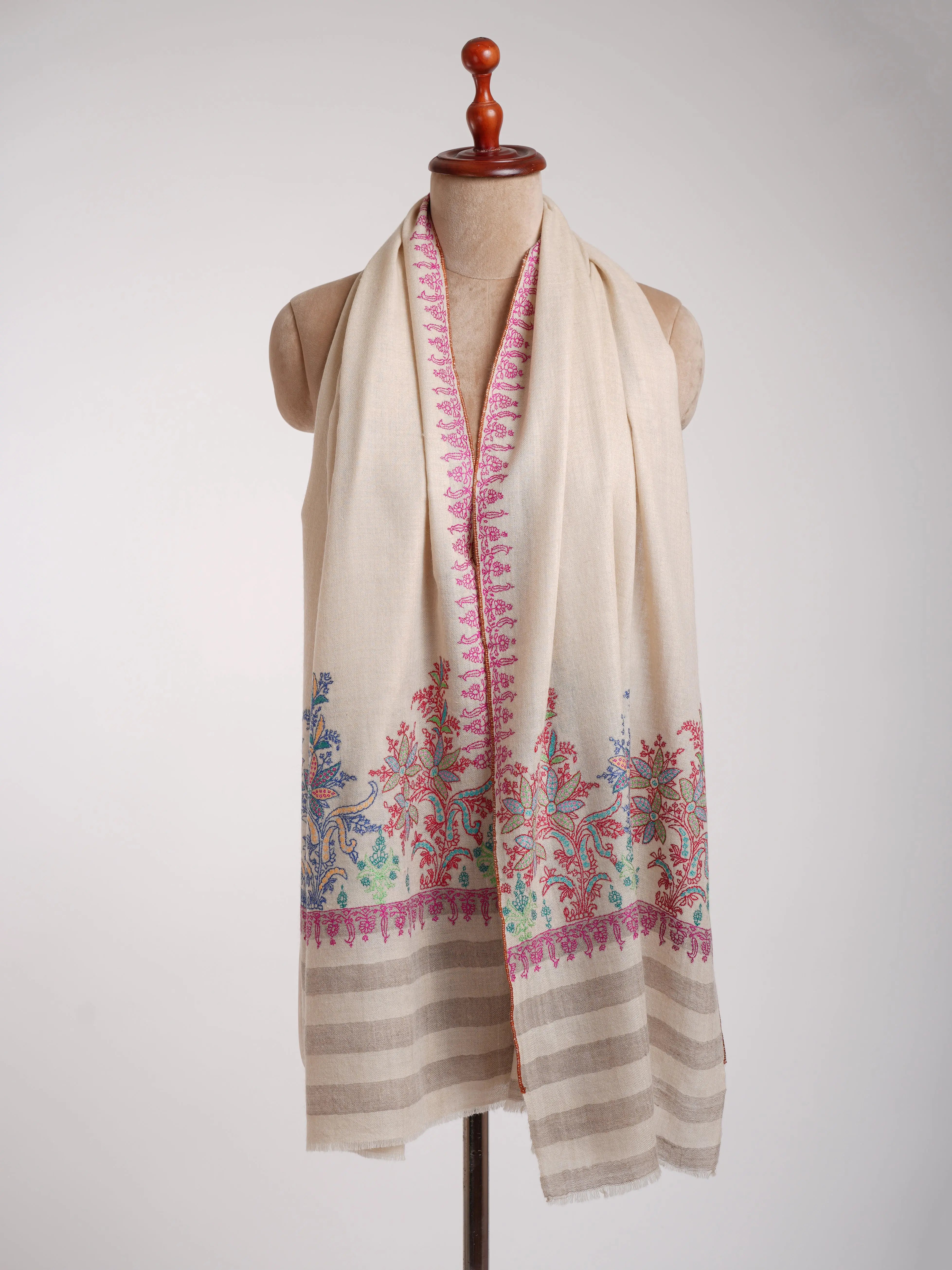 Palla Sozni Embroidered Indian Cashmere Stole Shahkaar