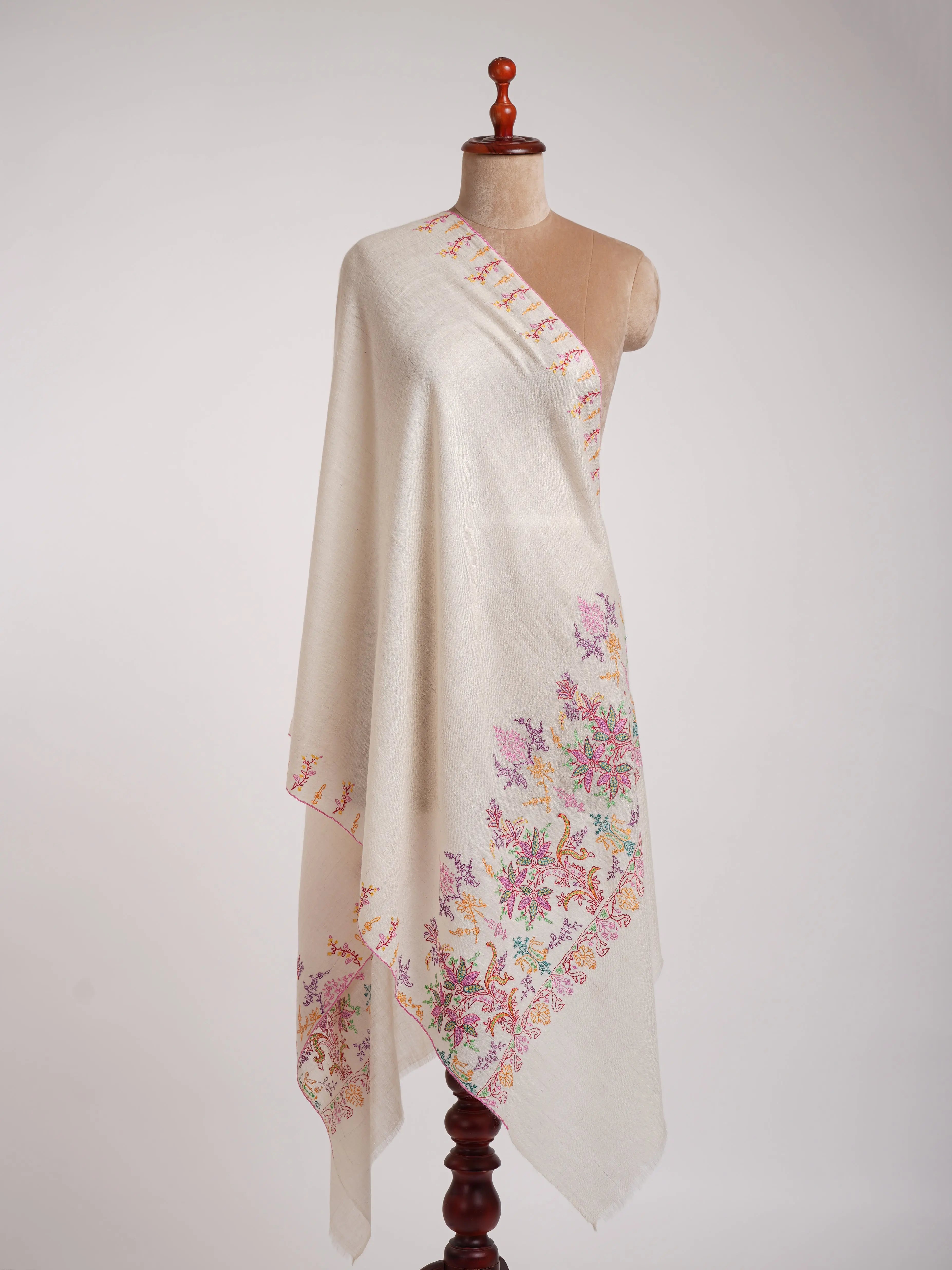 Palla Sozni Embroidered Indian Cashmere Stole Shahkaar