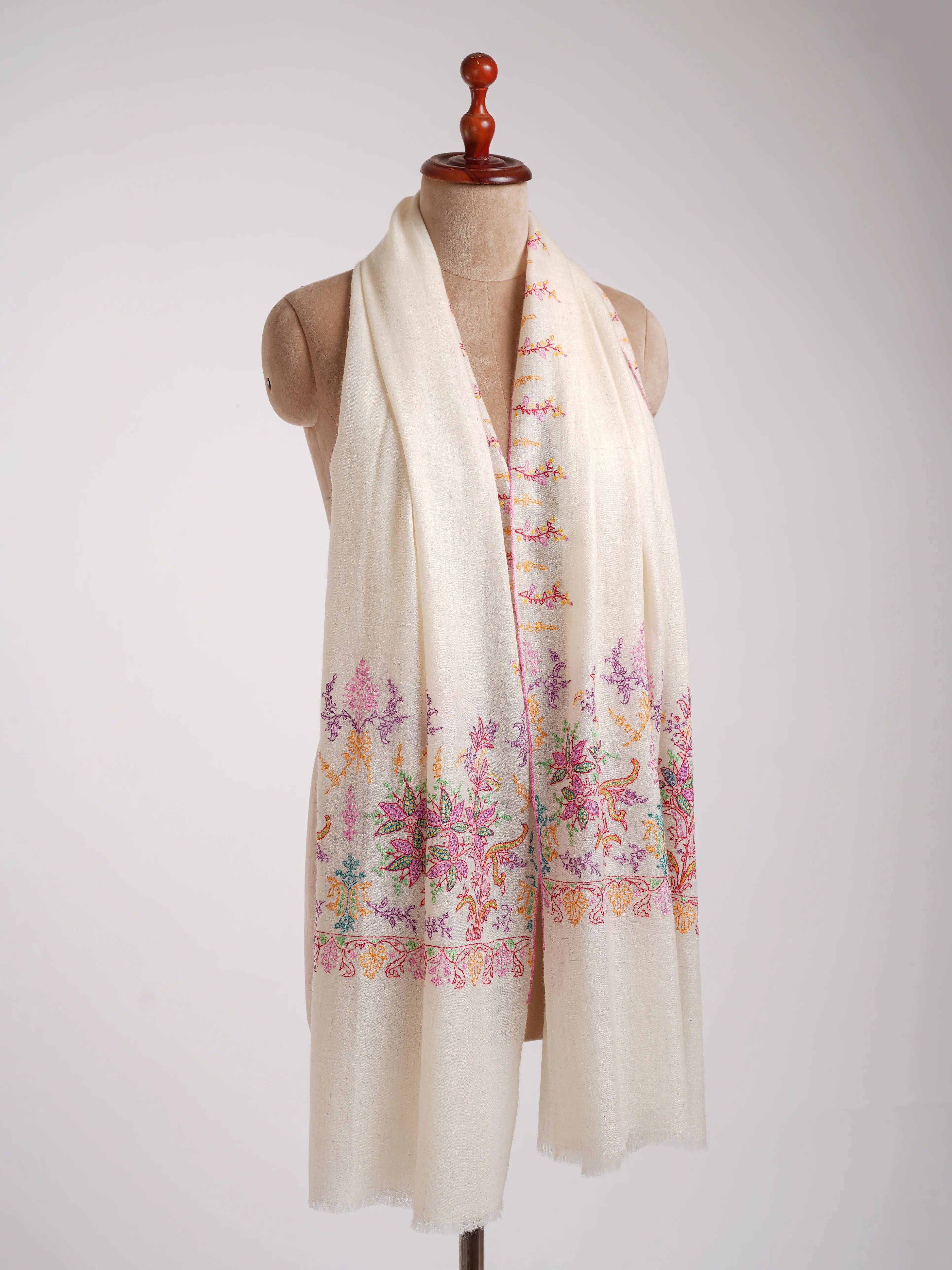 Palla Sozni Embroidered Indian Cashmere Stole Shahkaar