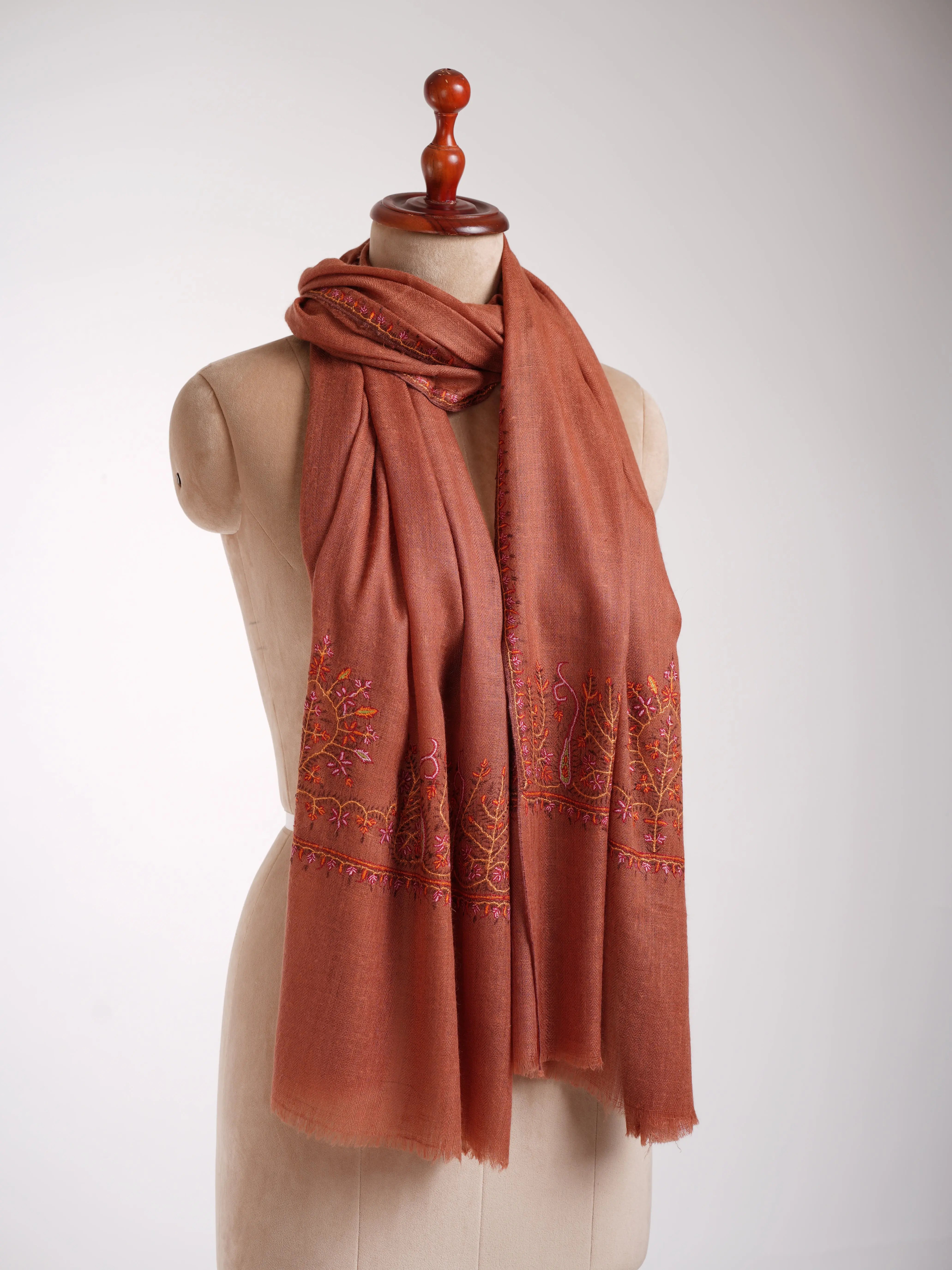 Palla Sozni Embroidered Indian Cashmere Stole Shahkaar