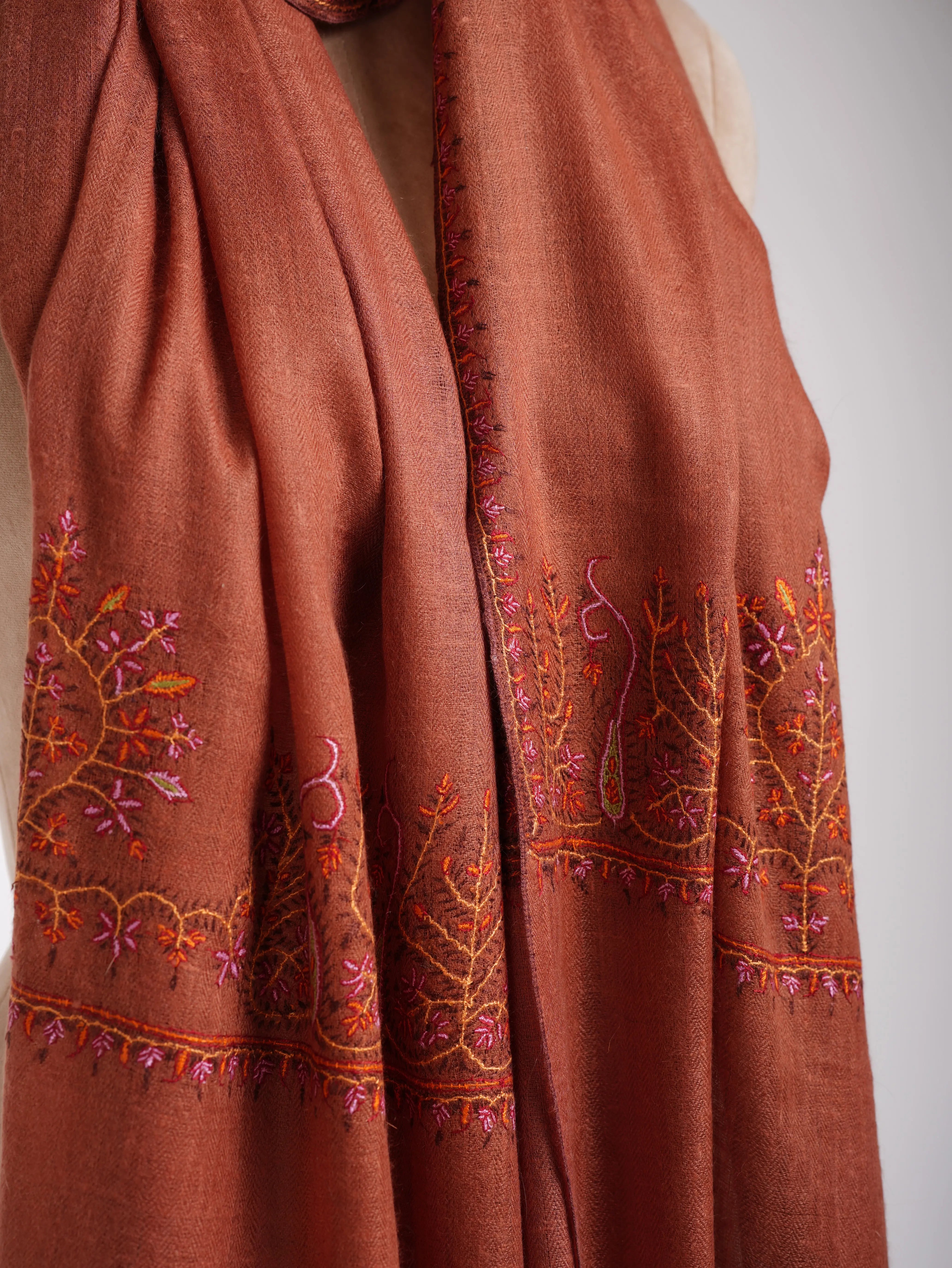 Palla Sozni Embroidered Indian Cashmere Stole Shahkaar