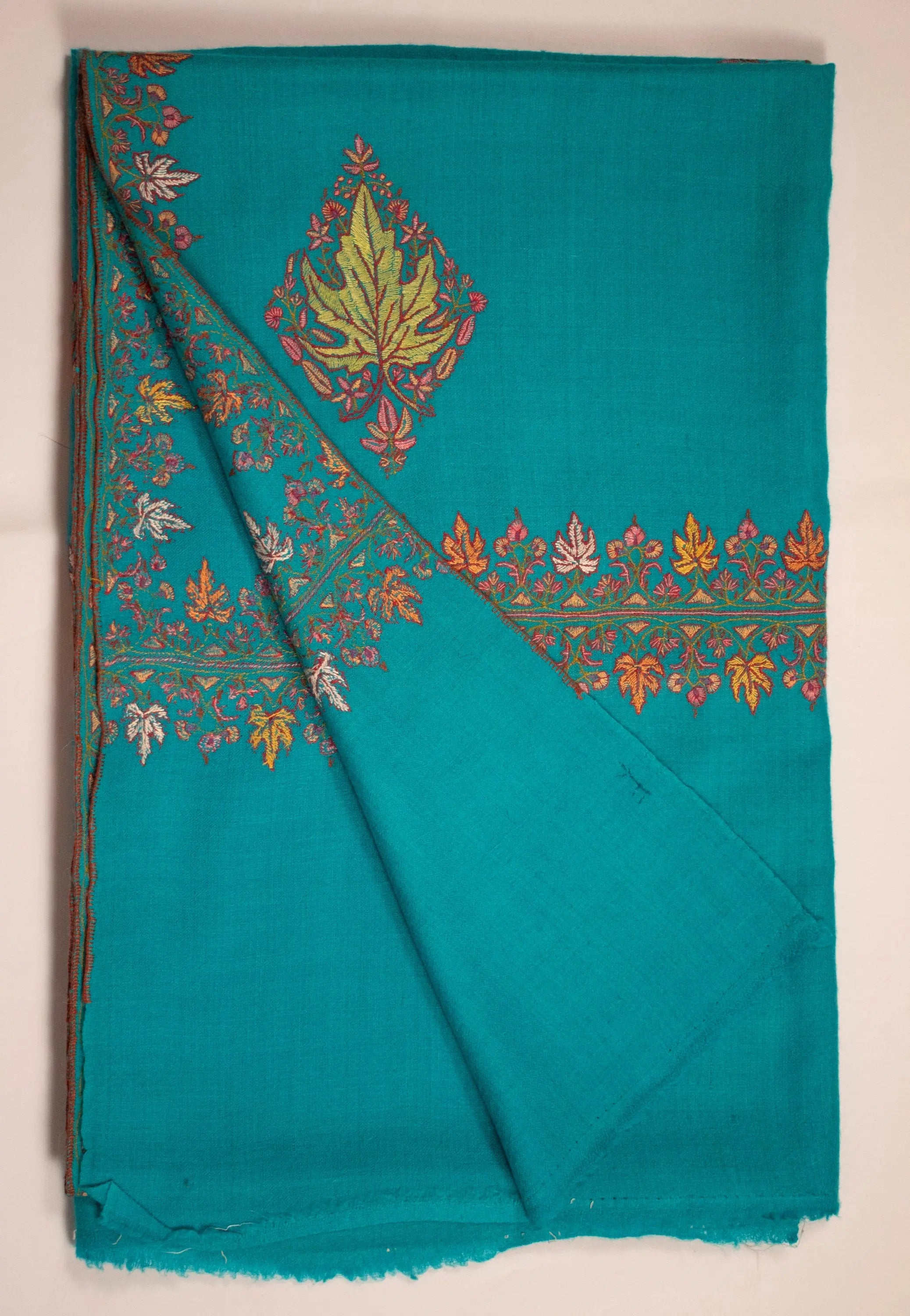 Paper Machie Embroidery Shawl/Wrap Pure Cashmere/Pashmina, Handwoven on Hand loom & Hand Embroided in Kashmir, Luxury, Masterpiece. Shahkaar