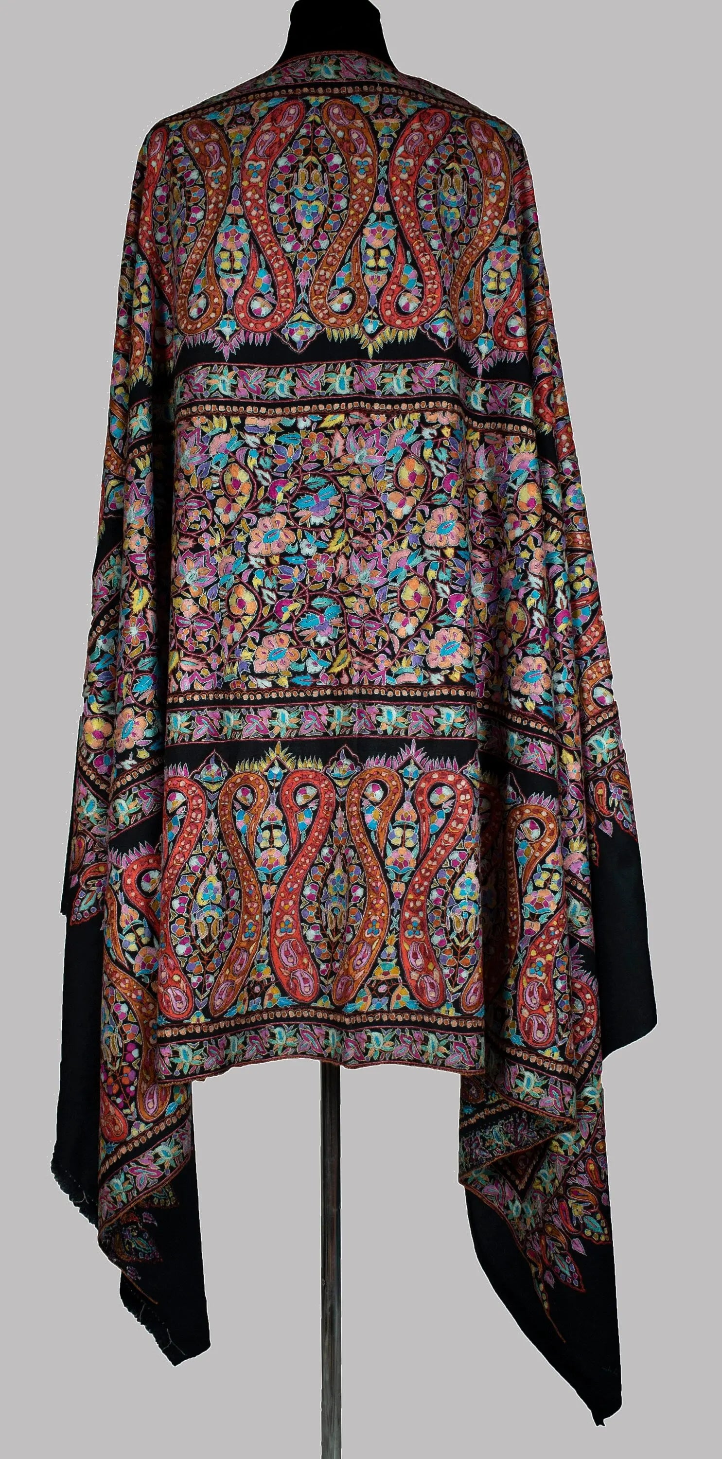 Paper Machie Pure Pashmina/Cashmere Shawl/Wrap, Handwoven on Hand loom & Hand Embroided in Kashmir, Luxury, Masterpiece. Shahkaar