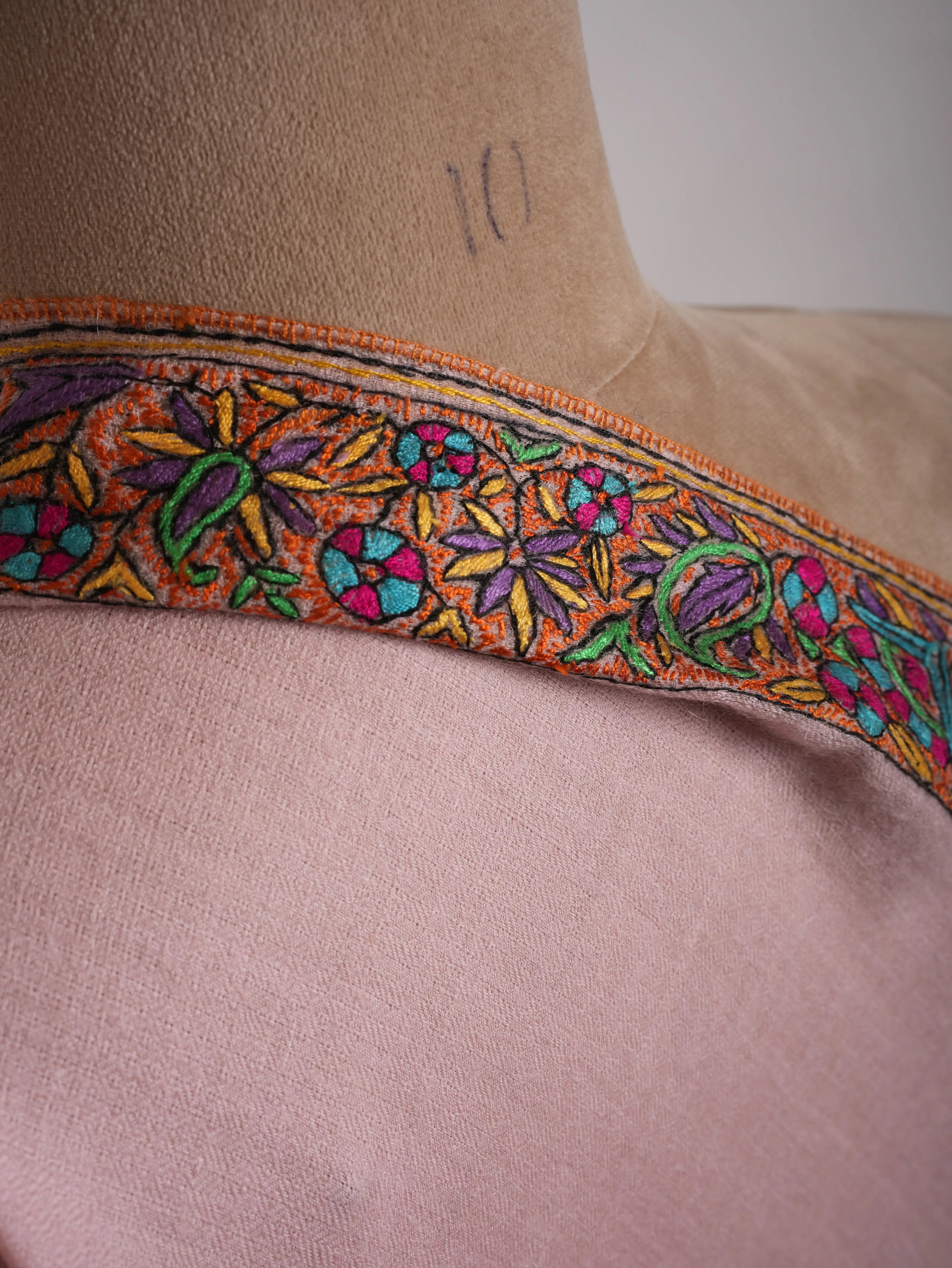 Papermachie Palla Embroidered Pink Pashmina Shawl Shahkaar