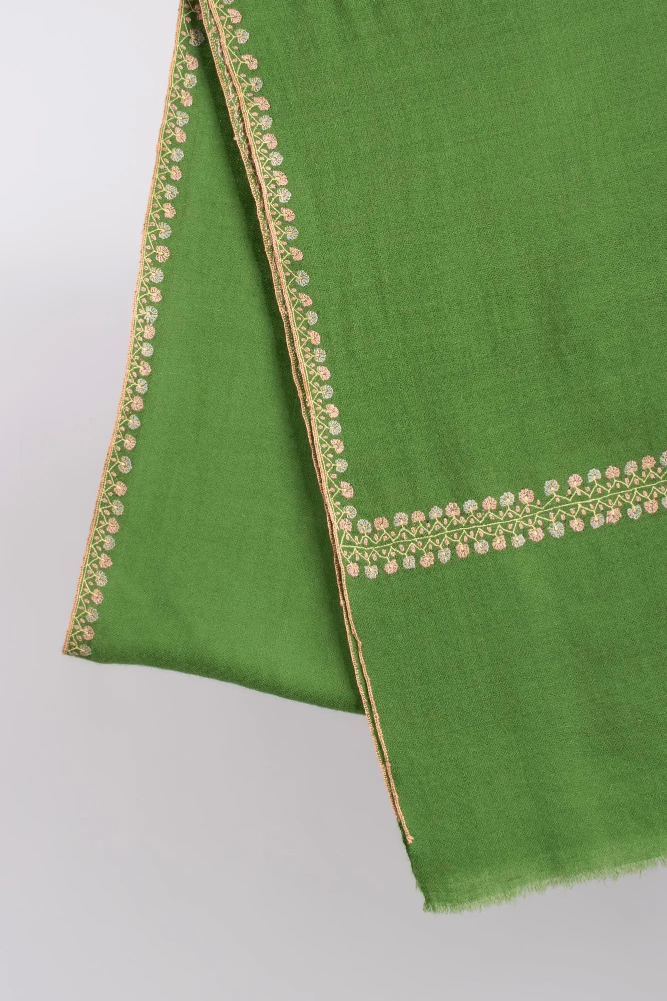 Parrot Green Kashmiri Pashmina Stole - TINTAGEL Shahkaar