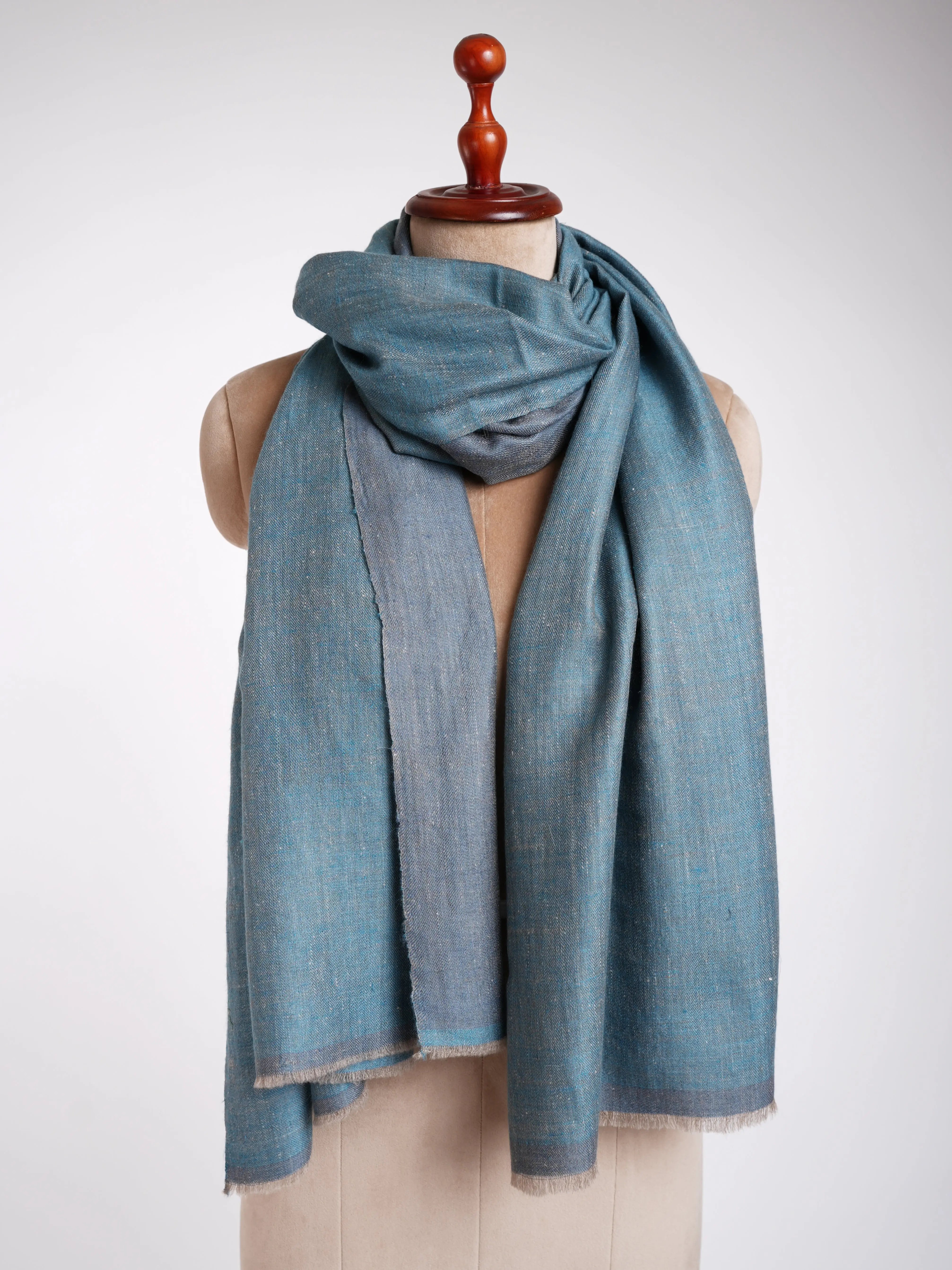 Pastel Blue Dualshade Cashmere Scarf Shahkaar
