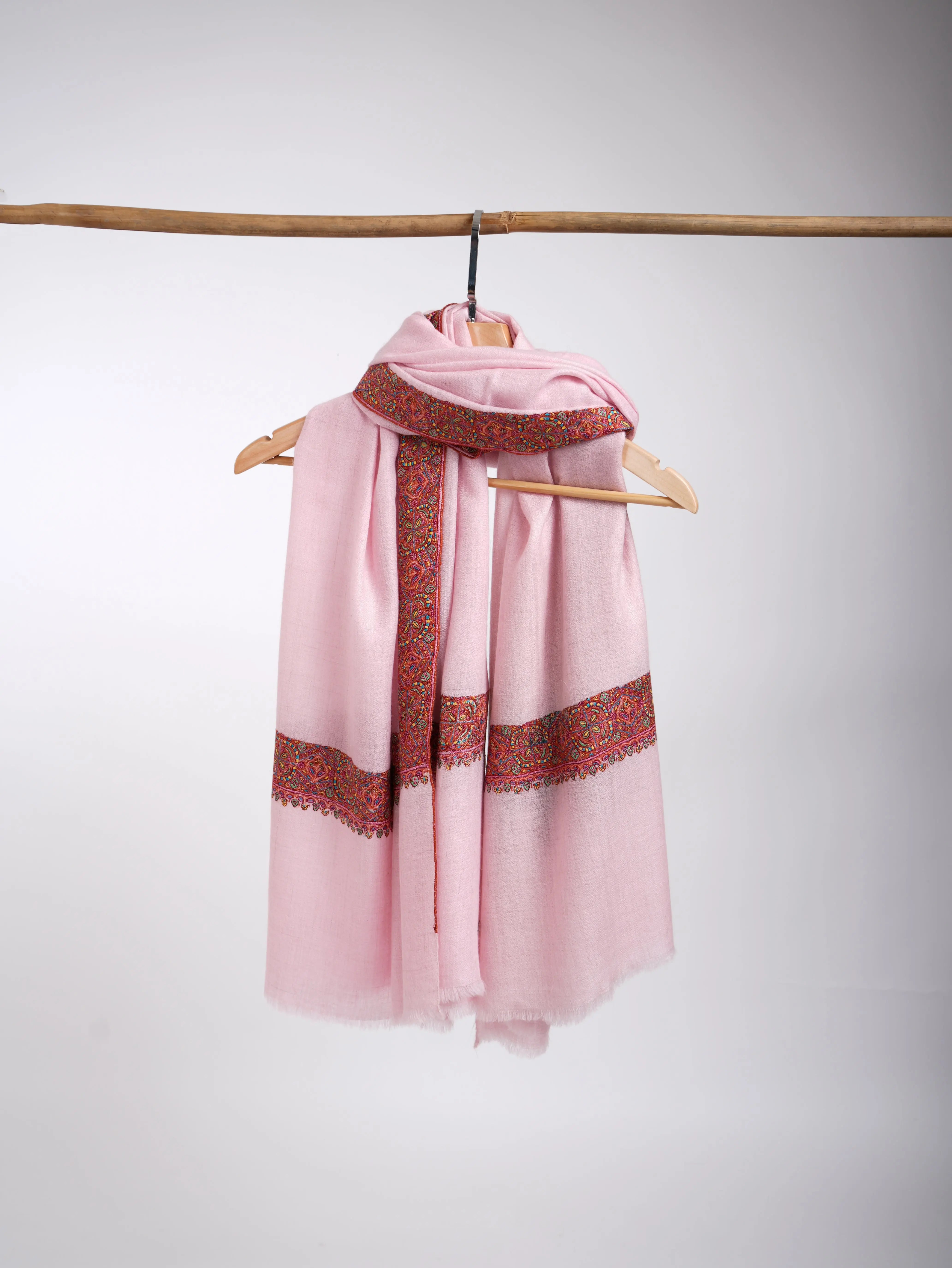Pastel Pink Bridal Pashmina Shawl Shahkaar