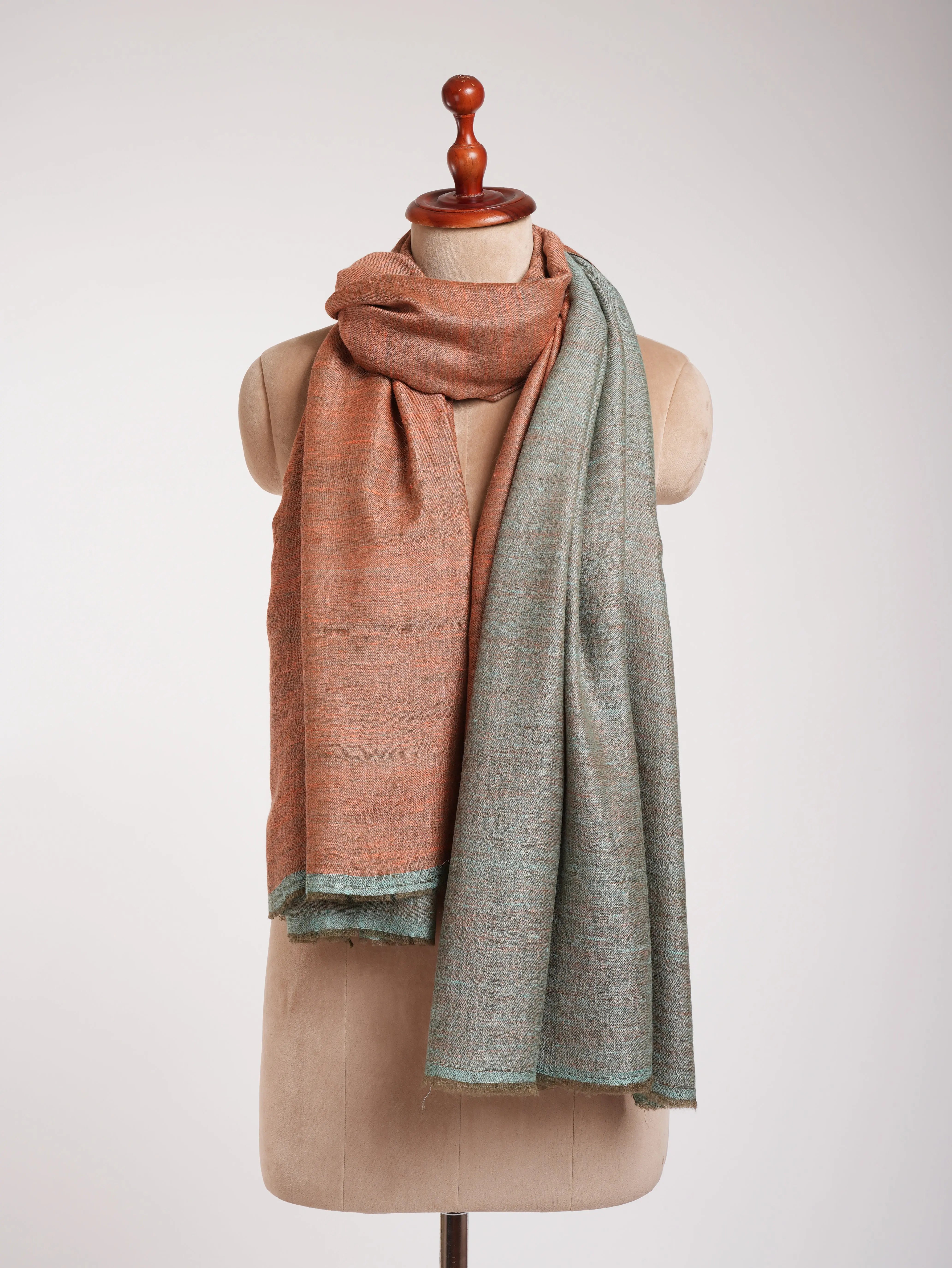 Peach Pink and Skylight Dual Shade Pashmina Shawl Shahkaar