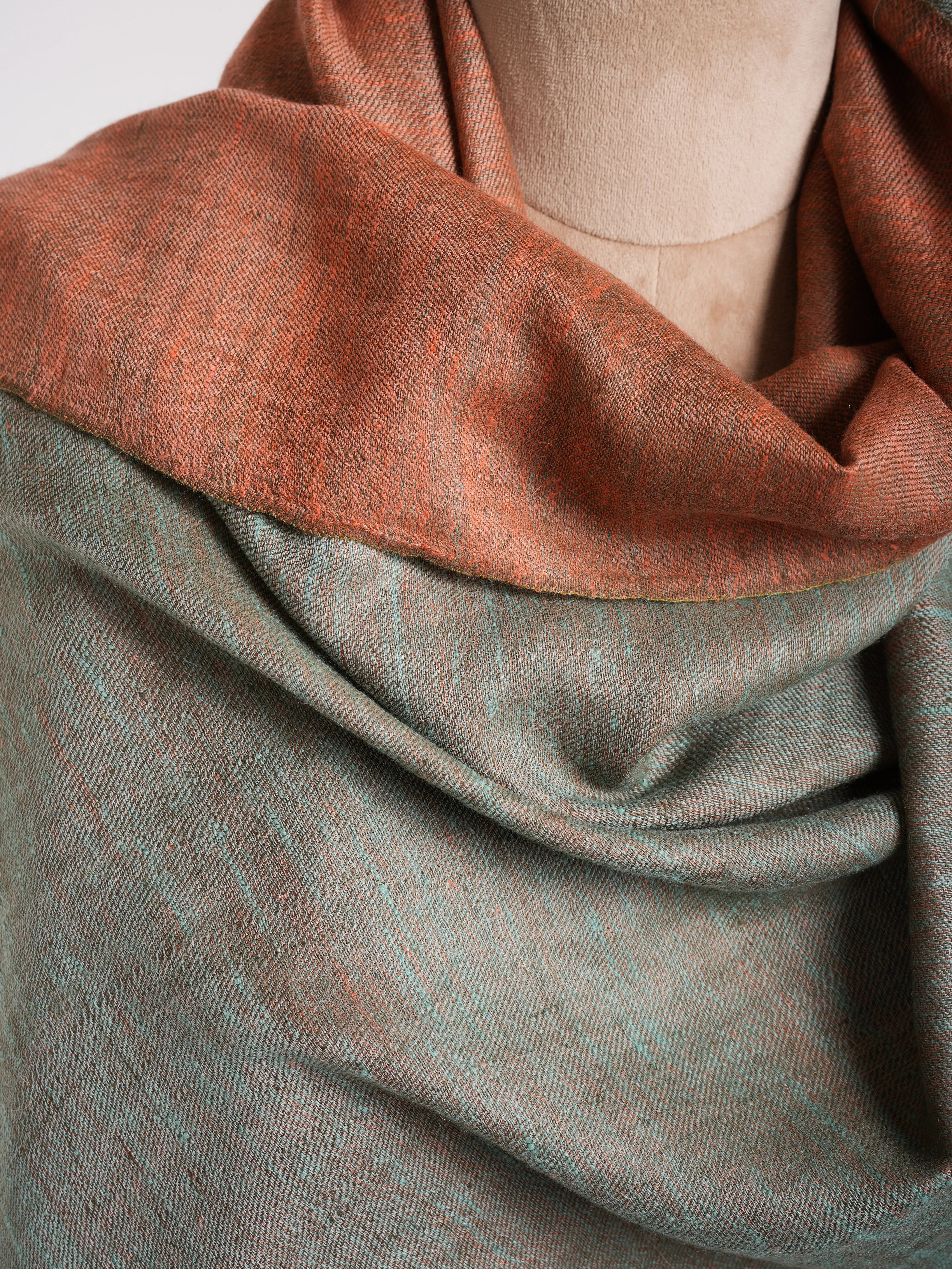 Peach Pink and Skylight Dual Shade Pashmina Shawl Shahkaar