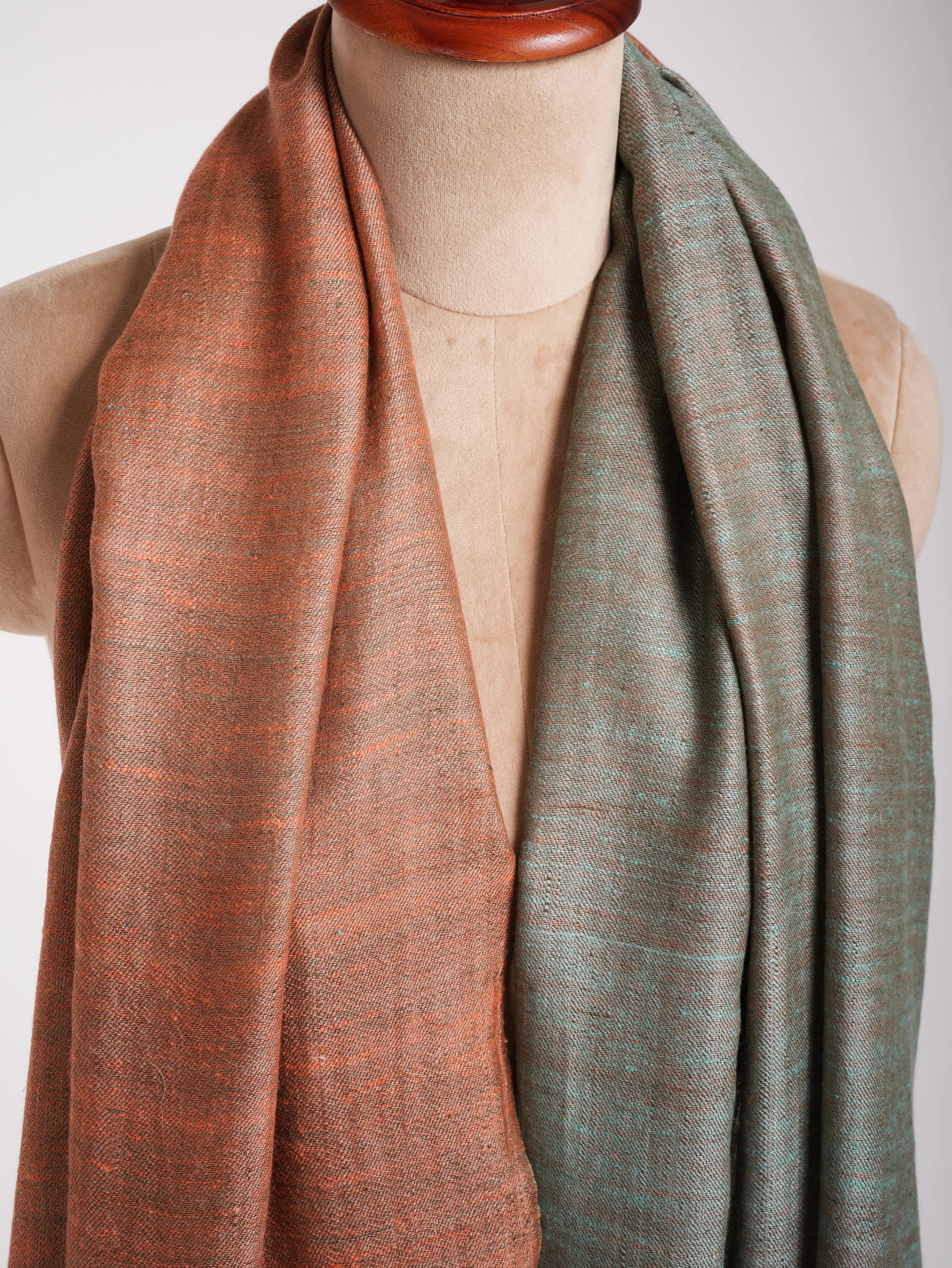 Peach Pink and Skylight Dual Shade Pashmina Shawl Shahkaar
