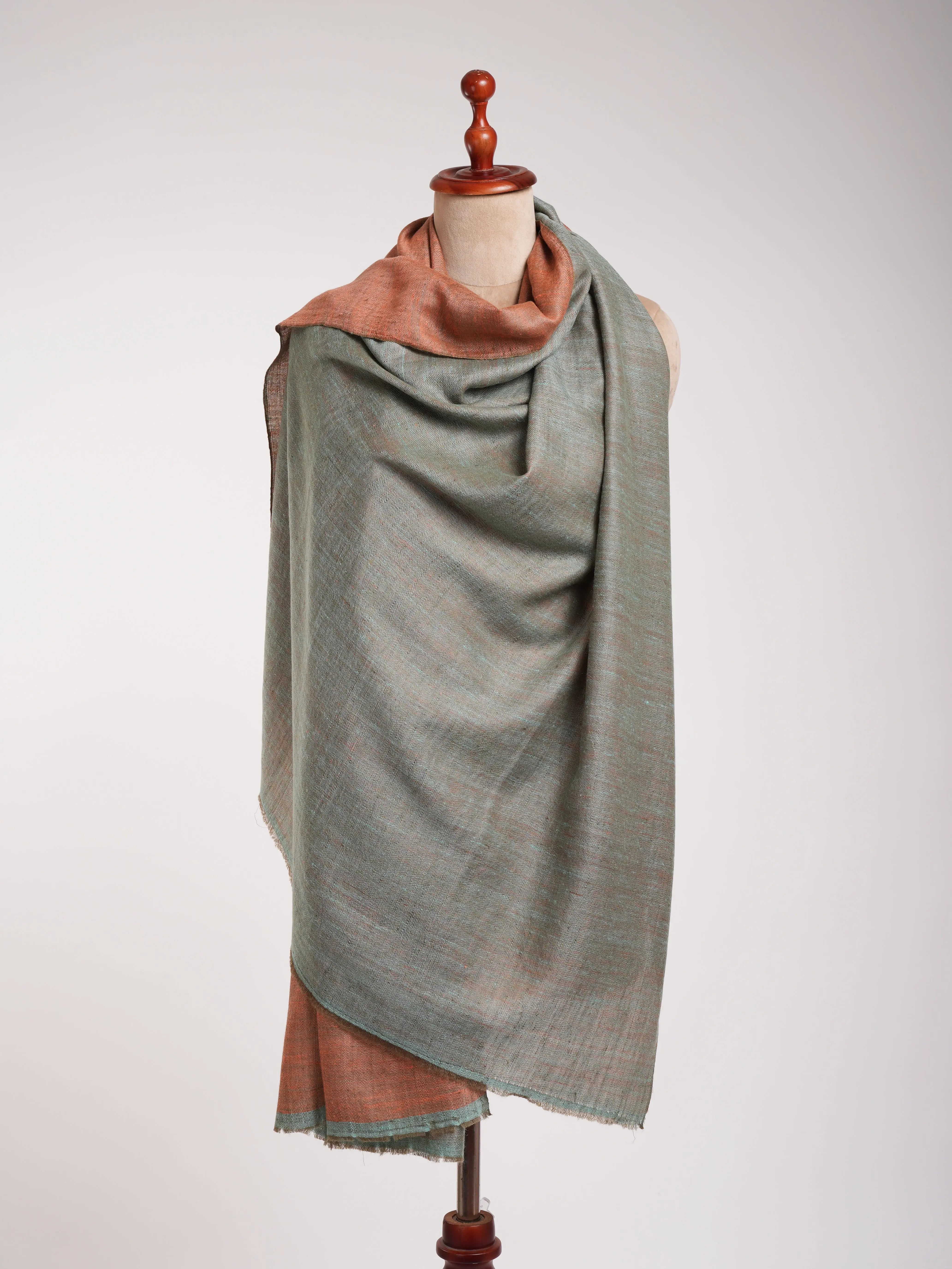 Peach Pink and Skylight Dual Shade Pashmina Shawl Shahkaar