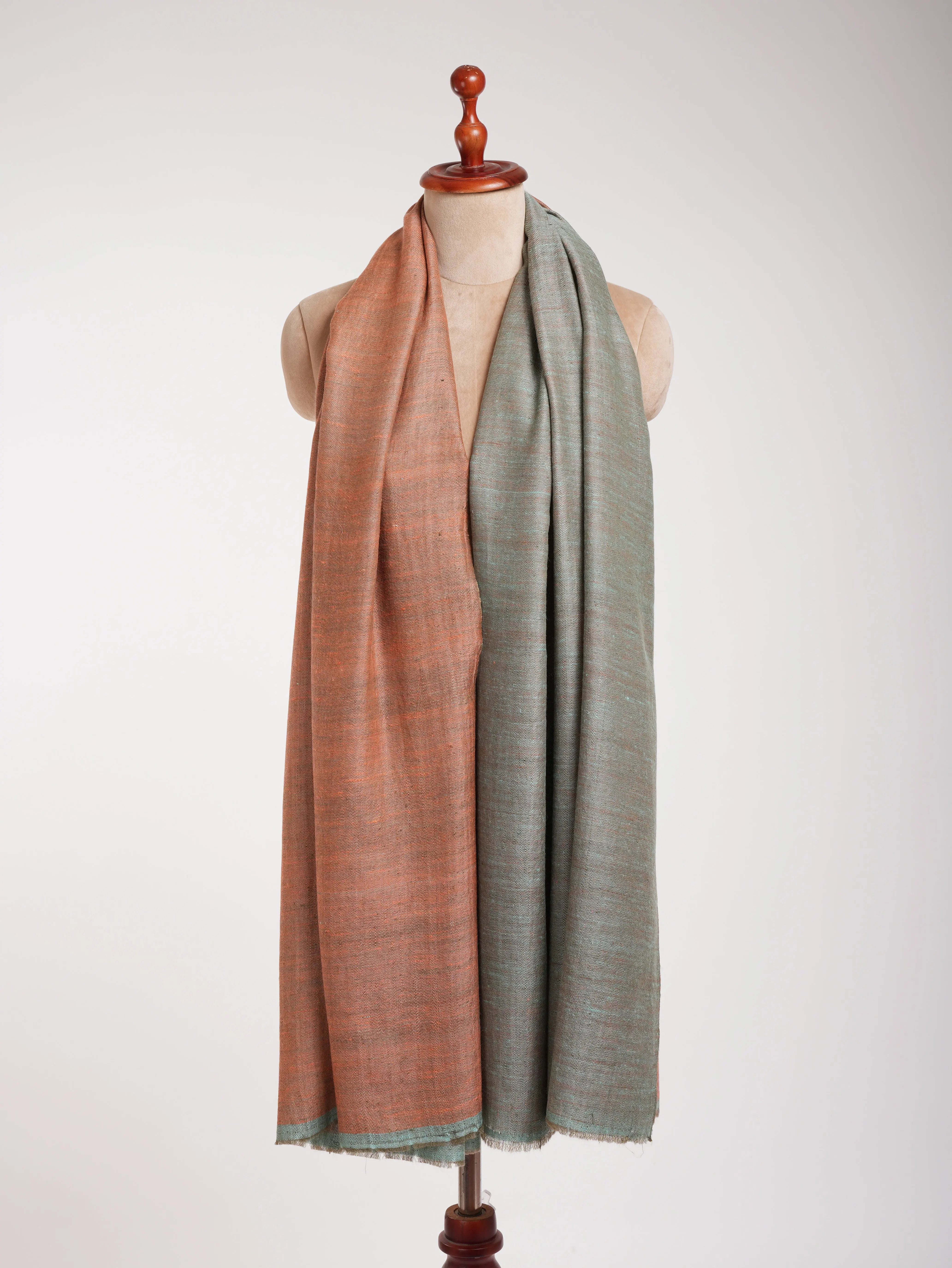Peach Pink and Skylight Dual Shade Pashmina Shawl Shahkaar