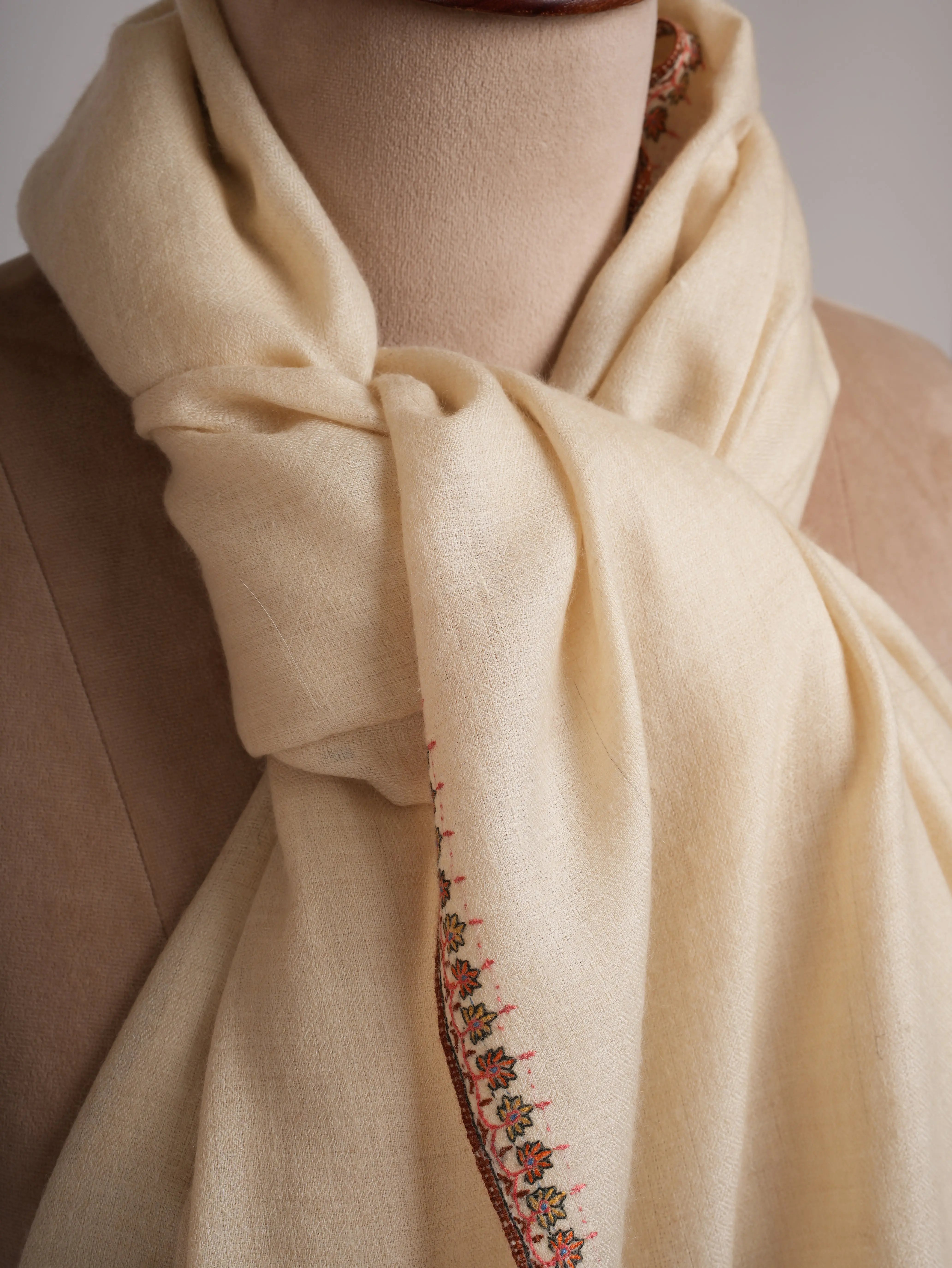Pear Sorbet Color Pashmina Shawl with Contrast Palla Shahkaar