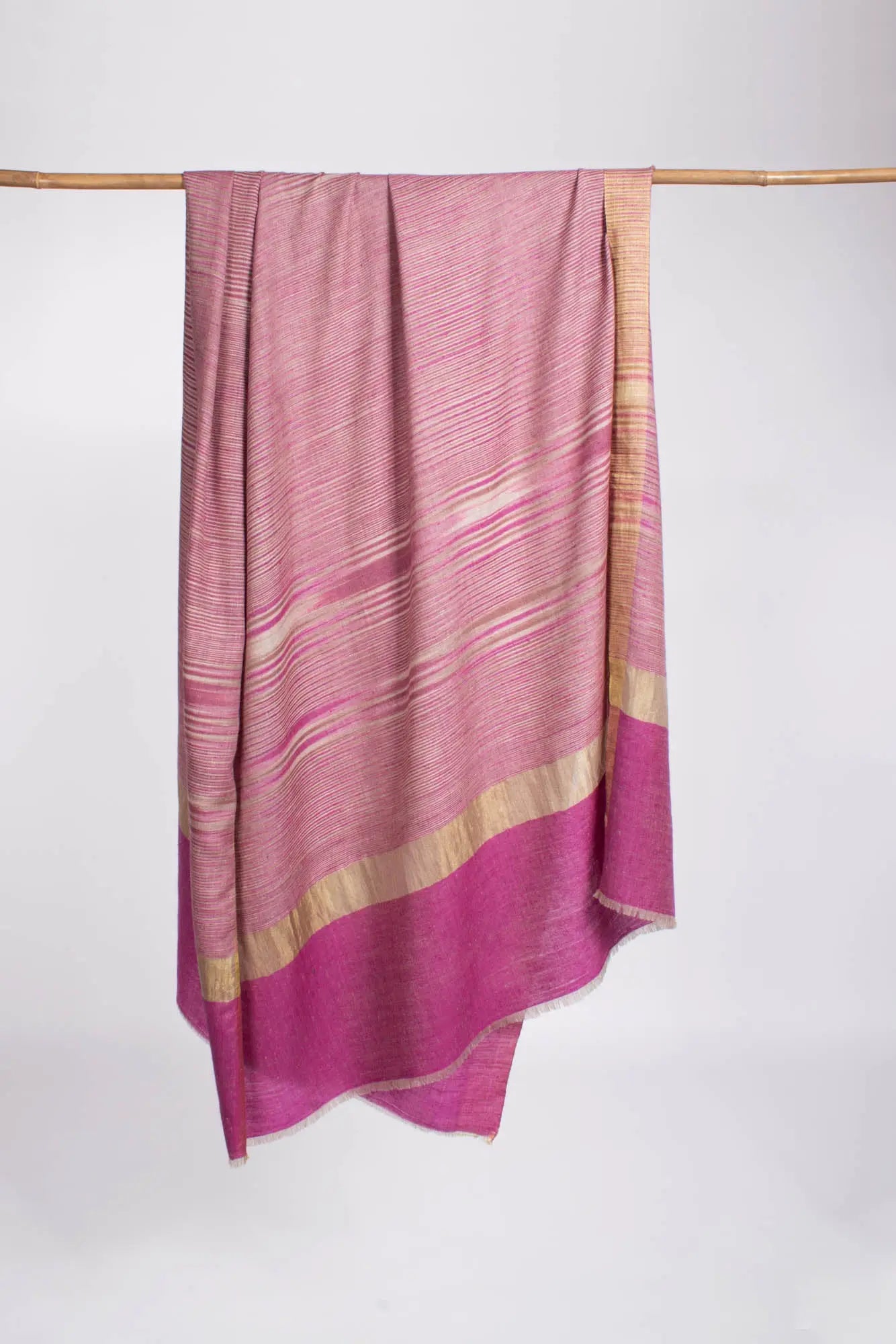 Pink Ikat Cashmere Shawl Embellished with Zari - NEWTON Shahkaar