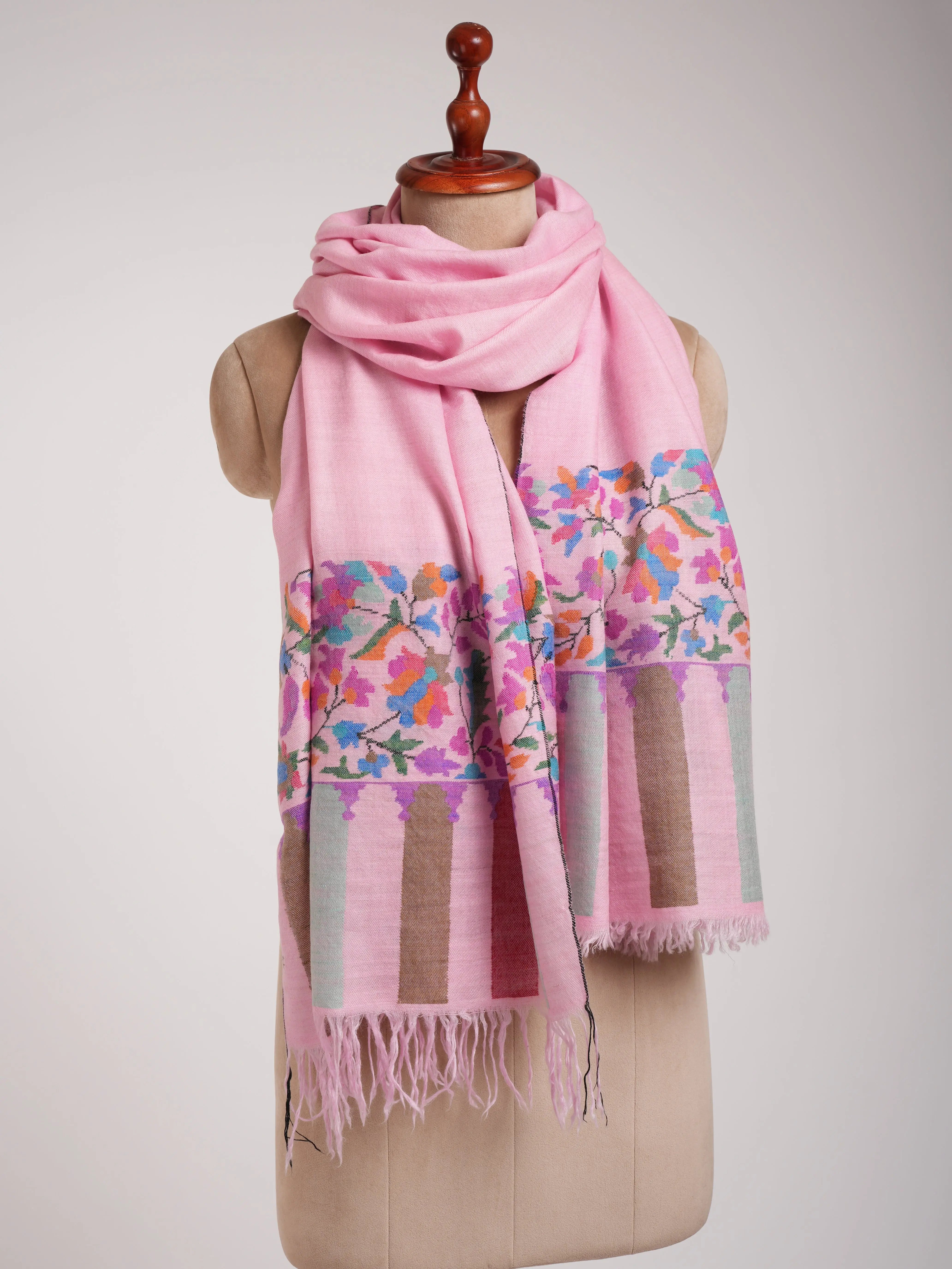 Pink Kani Cashmere Scarf - CORDOVA Shahkaar