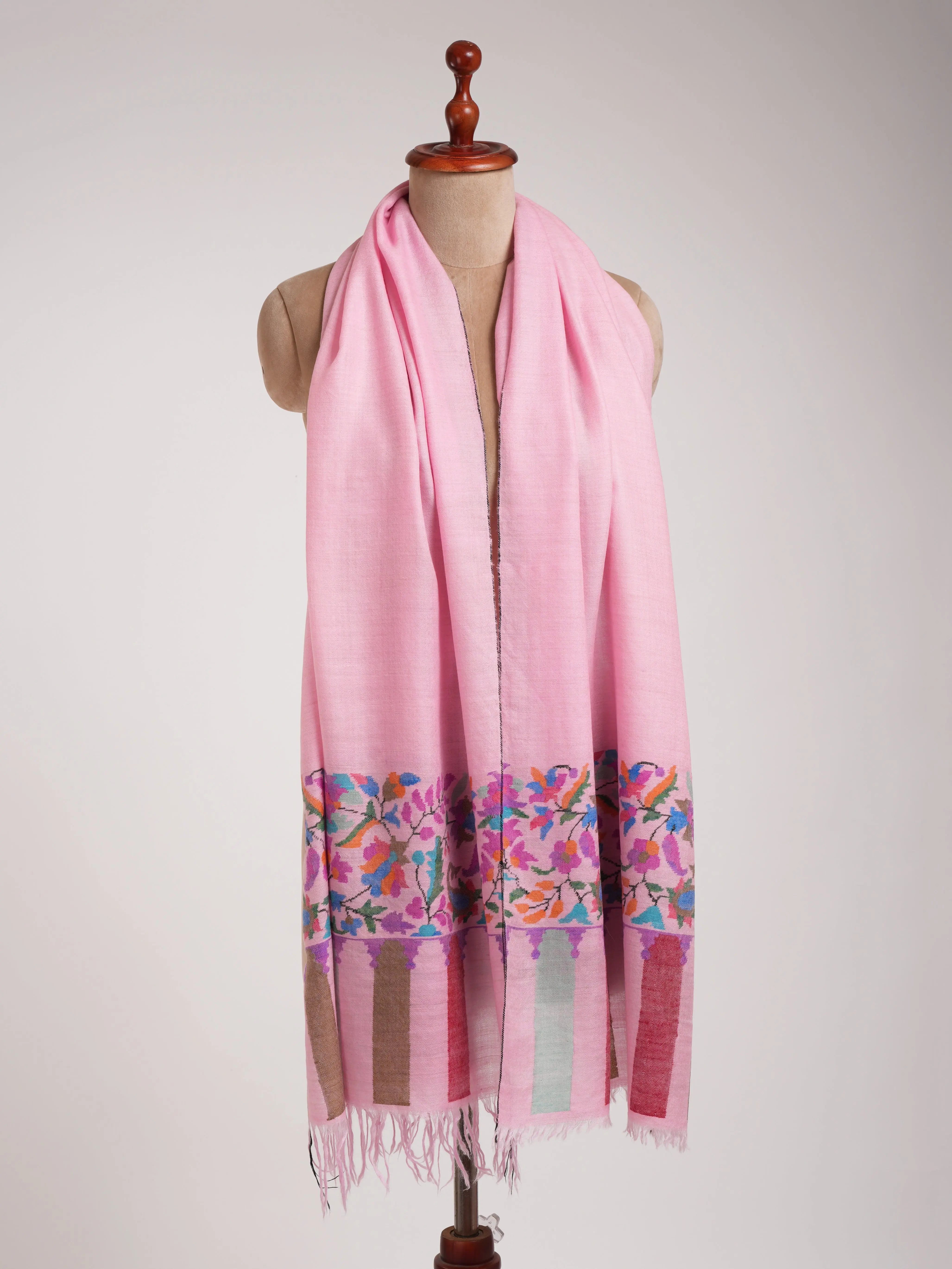 Pink Kani Cashmere Scarf - CORDOVA Shahkaar