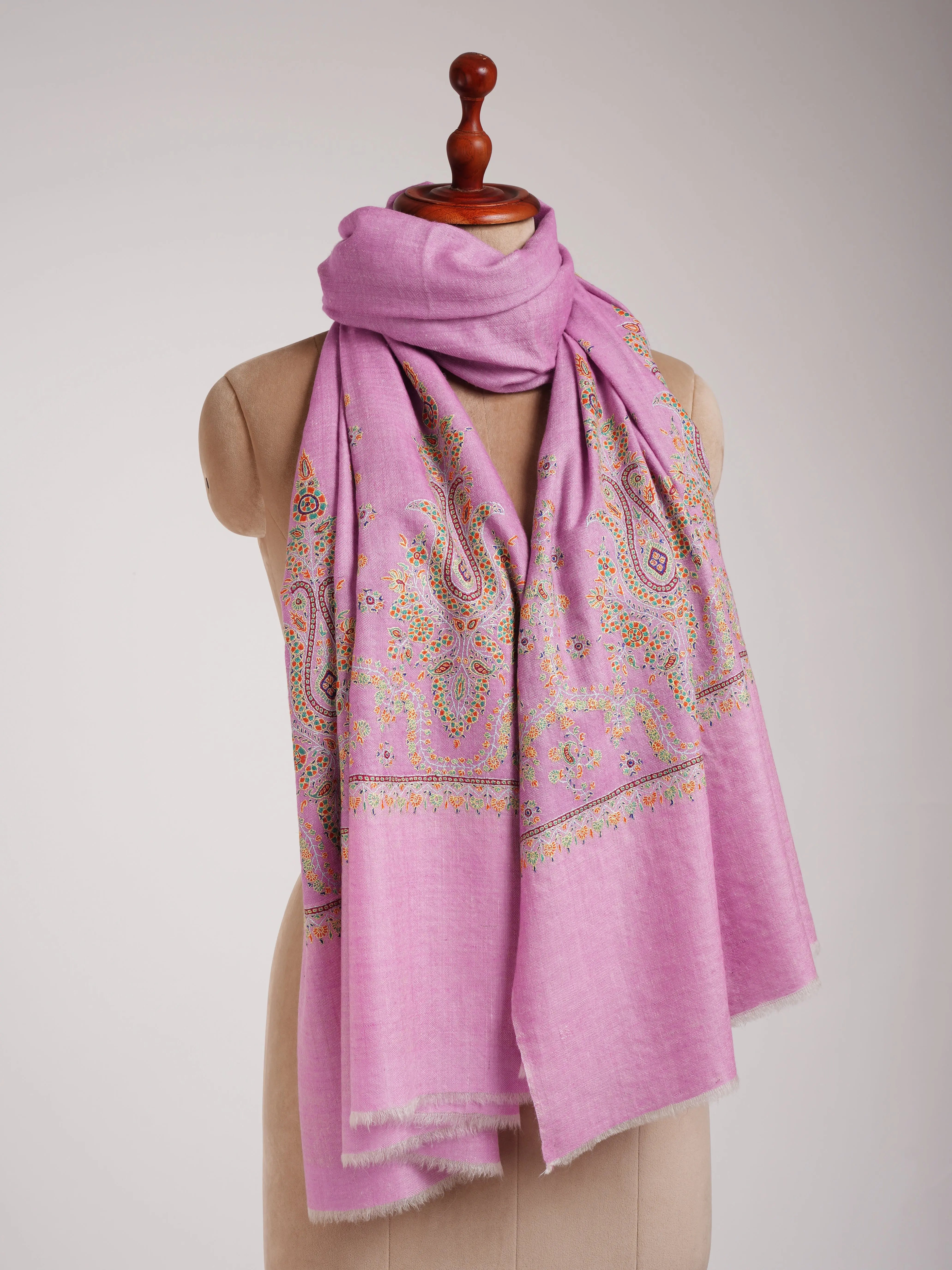 Pink Palla Embroidered Original Pashmina Shawl Shahkaar