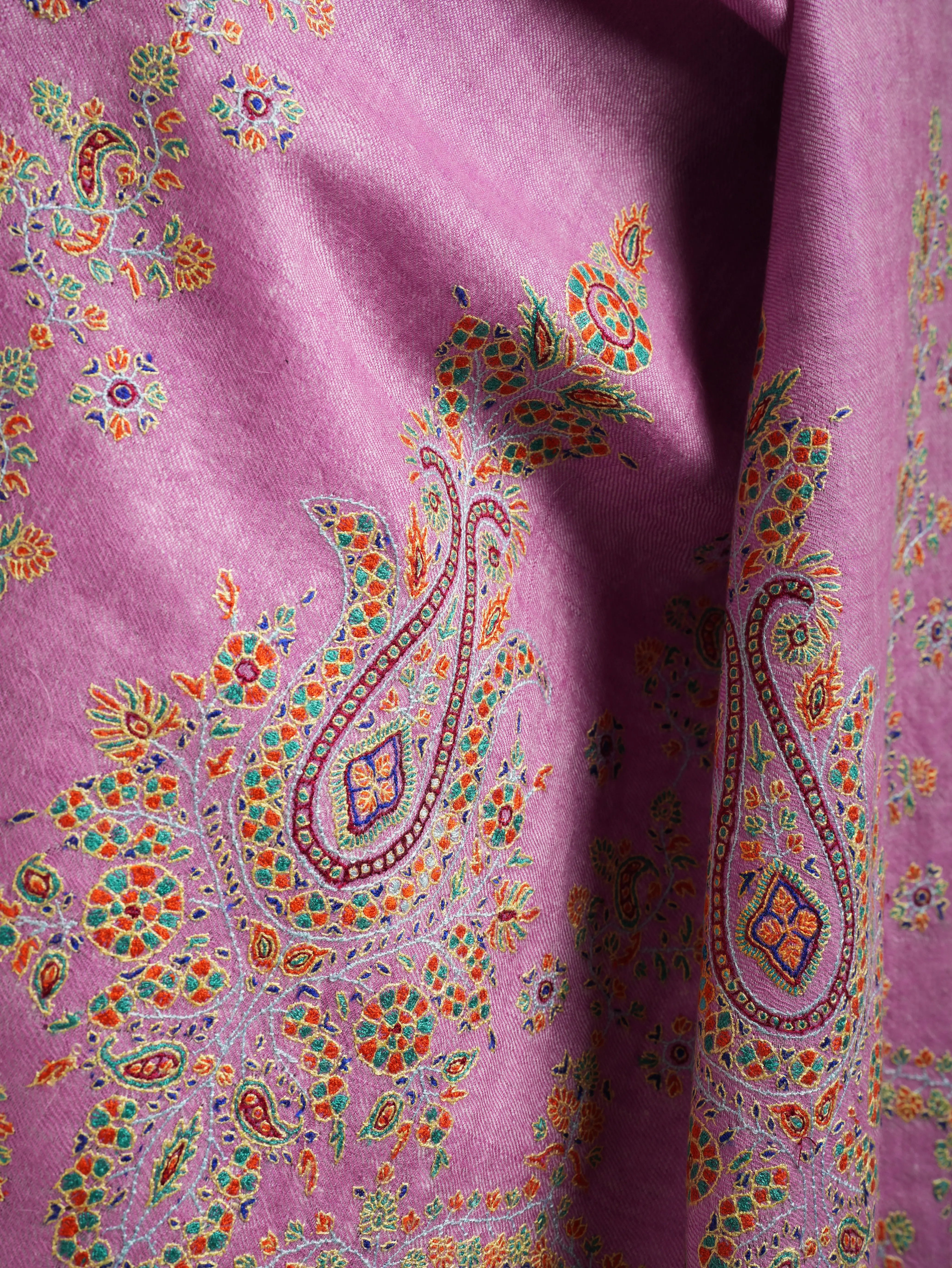 Pink Palla Embroidered Original Pashmina Shawl Shahkaar