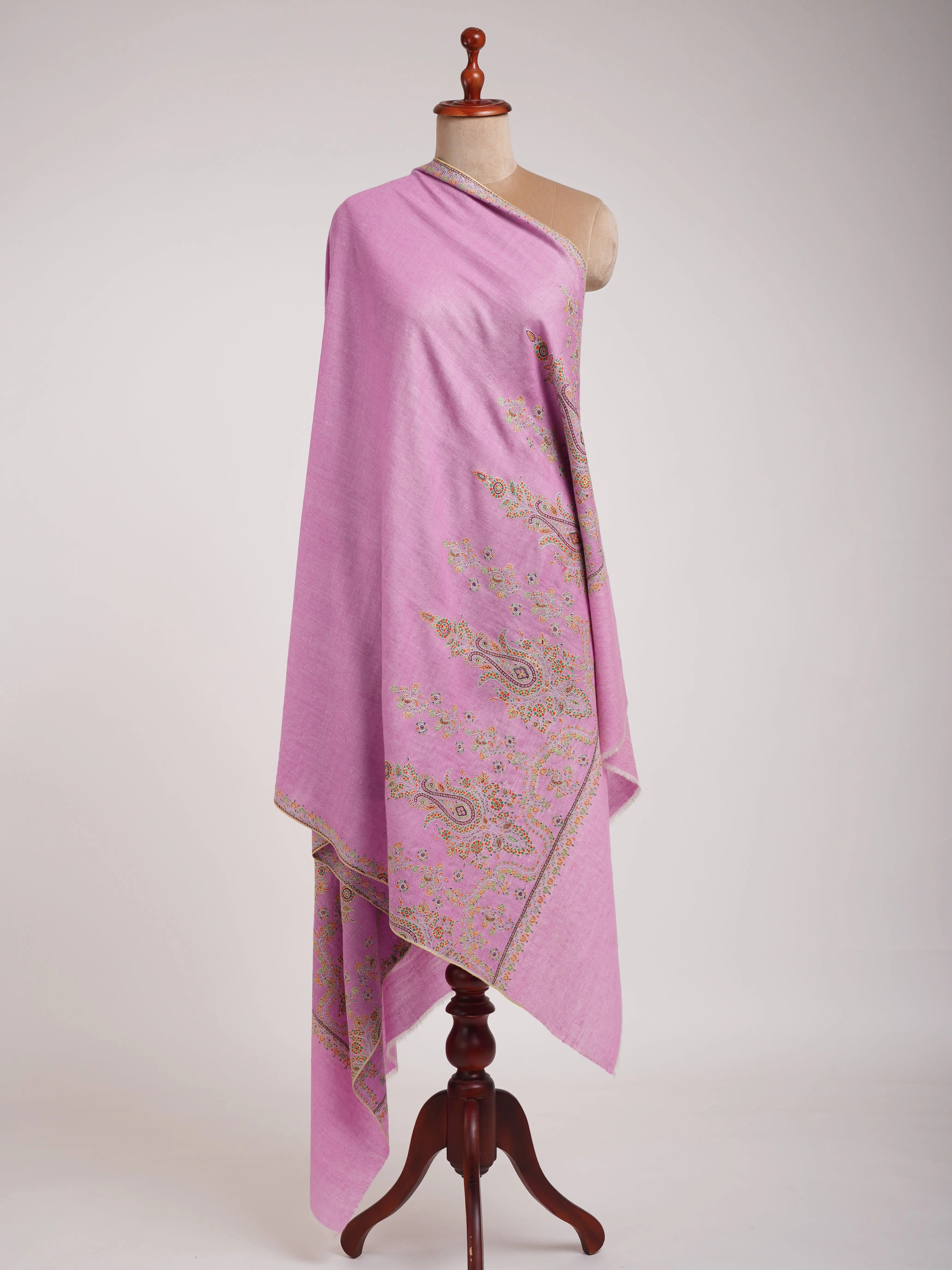 Pink Palla Embroidered Original Pashmina Shawl Shahkaar