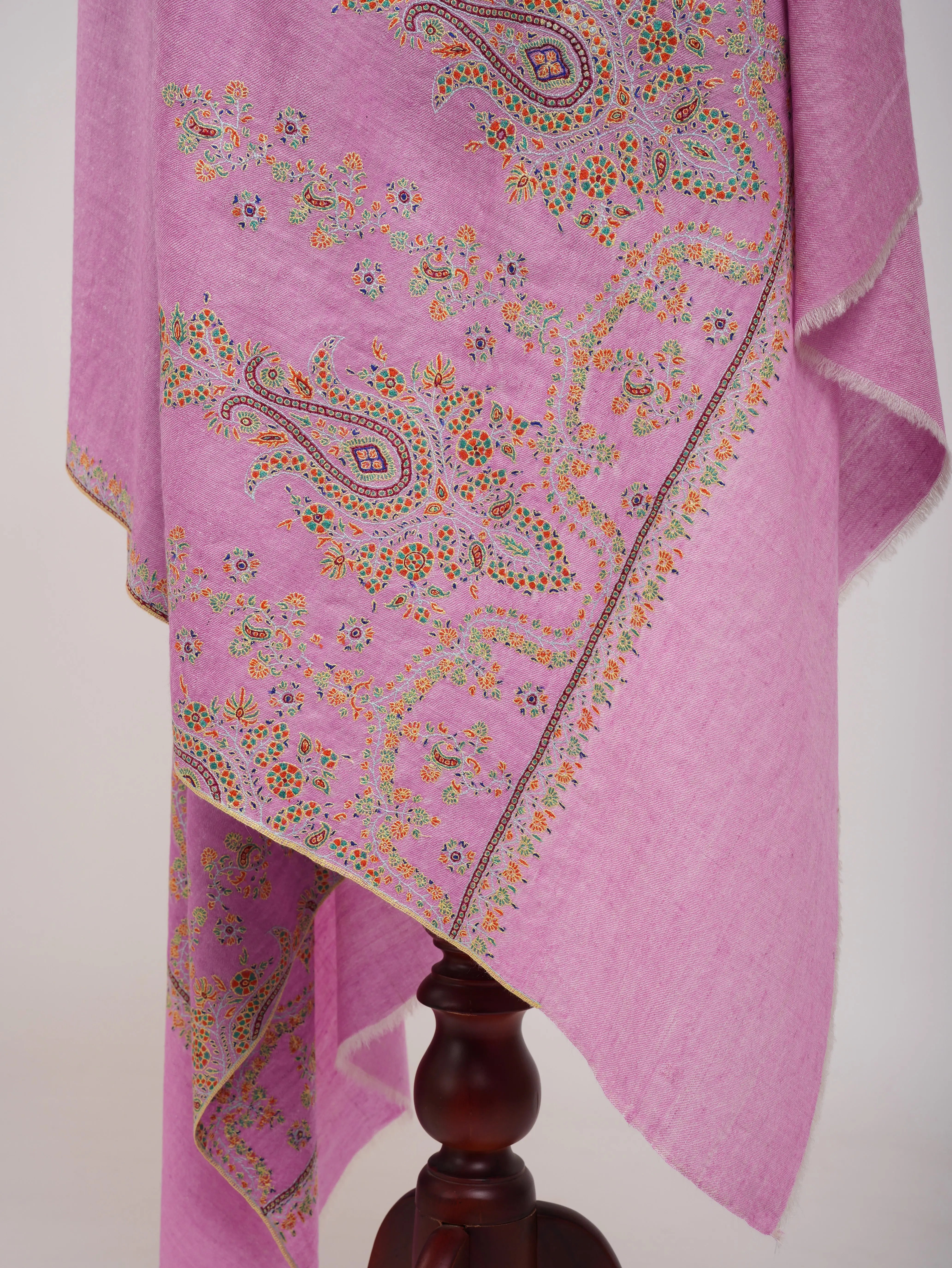 Pink Palla Embroidered Original Pashmina Shawl Shahkaar