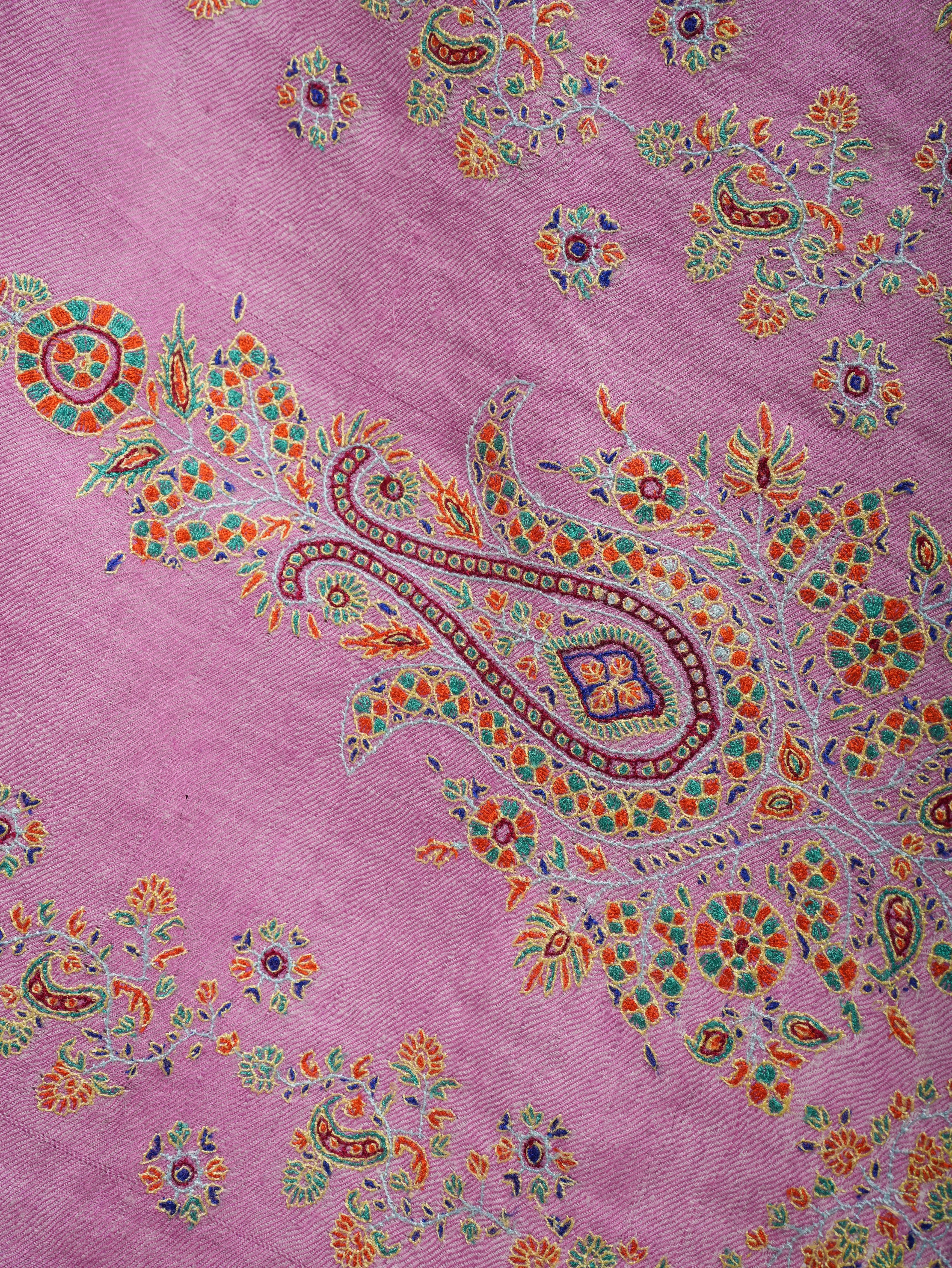 Pink Palla Embroidered Original Pashmina Shawl Shahkaar