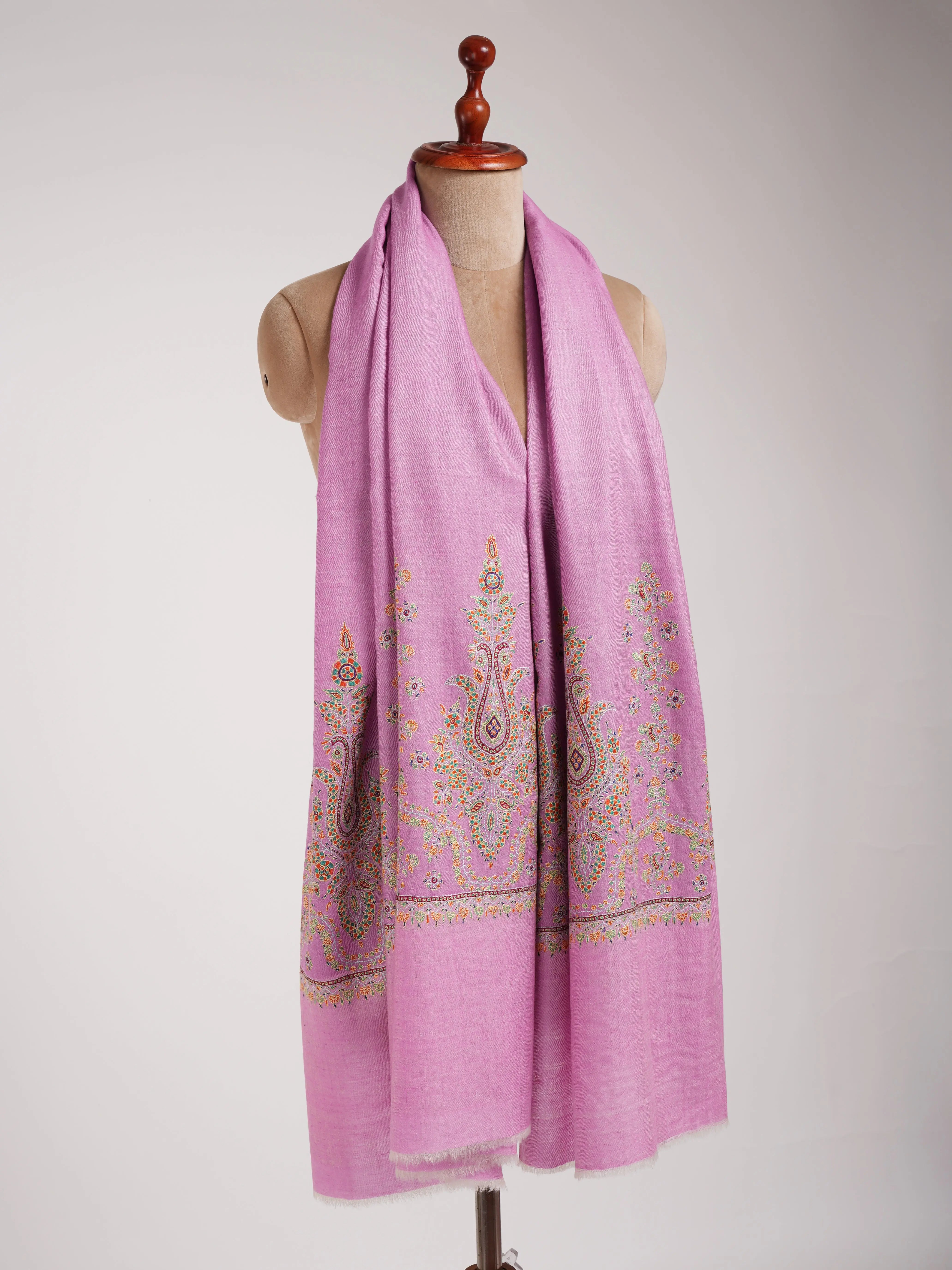 Pink Palla Embroidered Original Pashmina Shawl Shahkaar