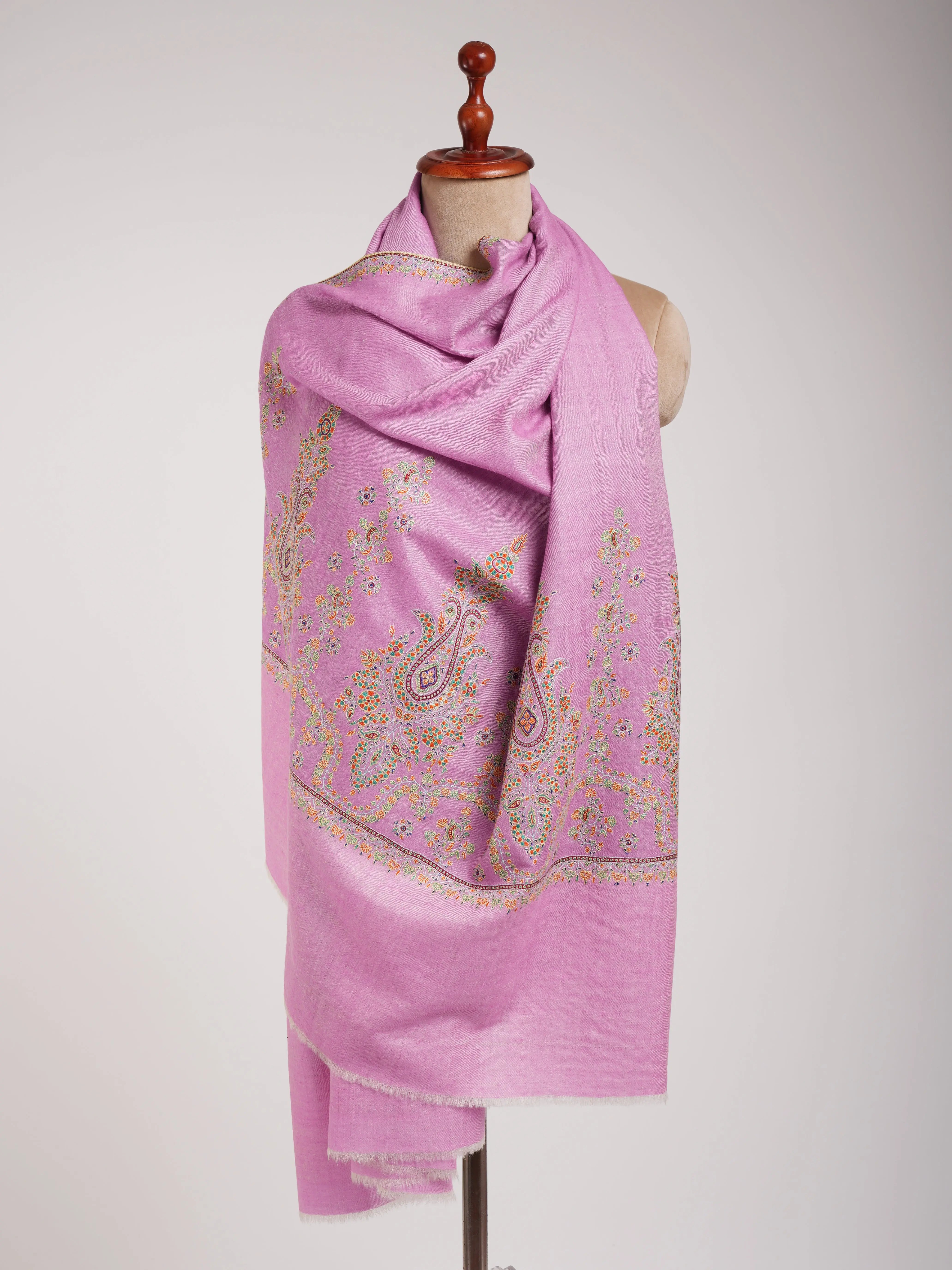 Pink Palla Embroidered Original Pashmina Shawl Shahkaar