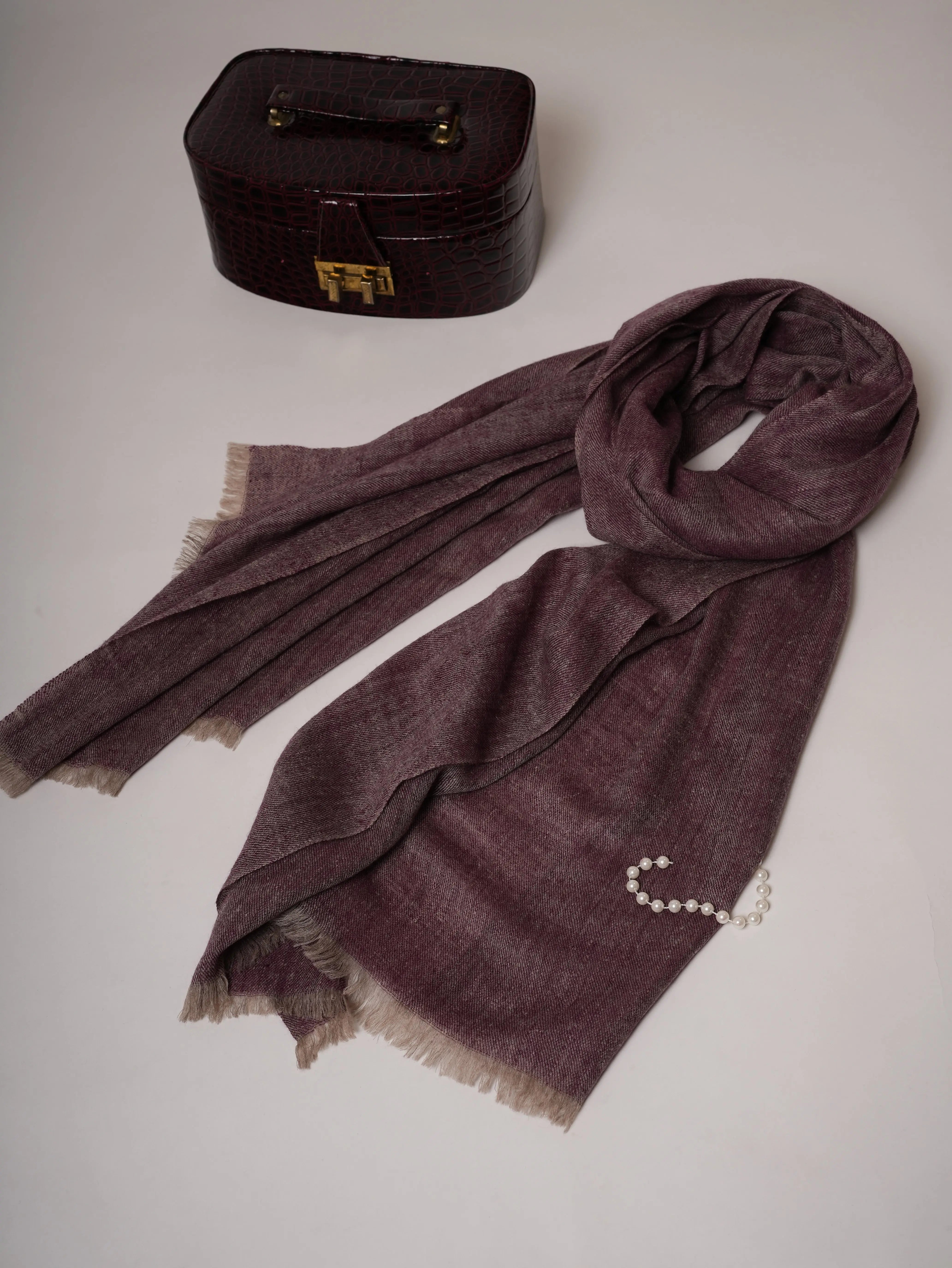 Plum Handspun Handwoven Pure Soft Pashmina Shawl Shahkaar