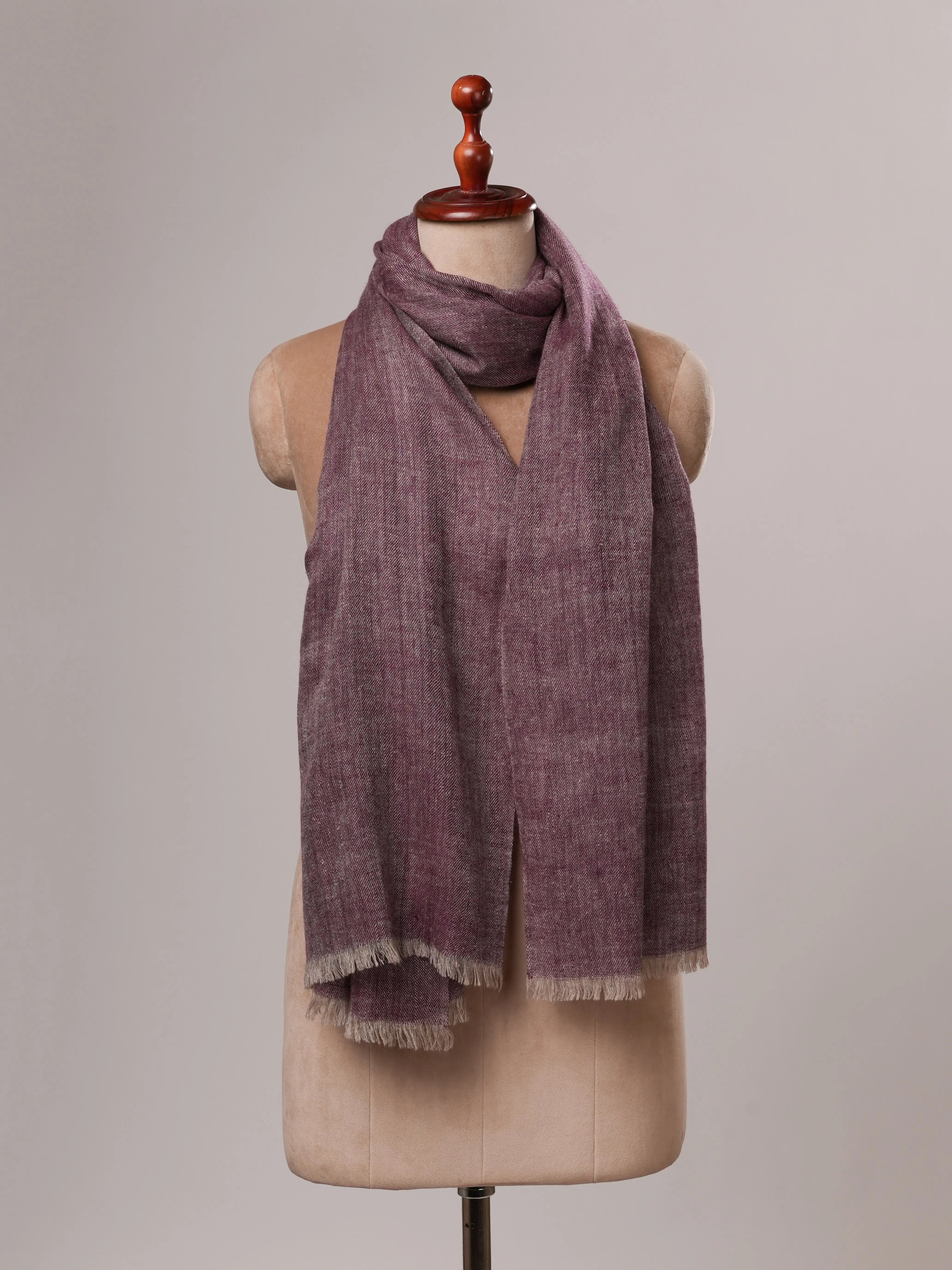Plum Handspun Handwoven Pure Soft Pashmina Shawl Shahkaar