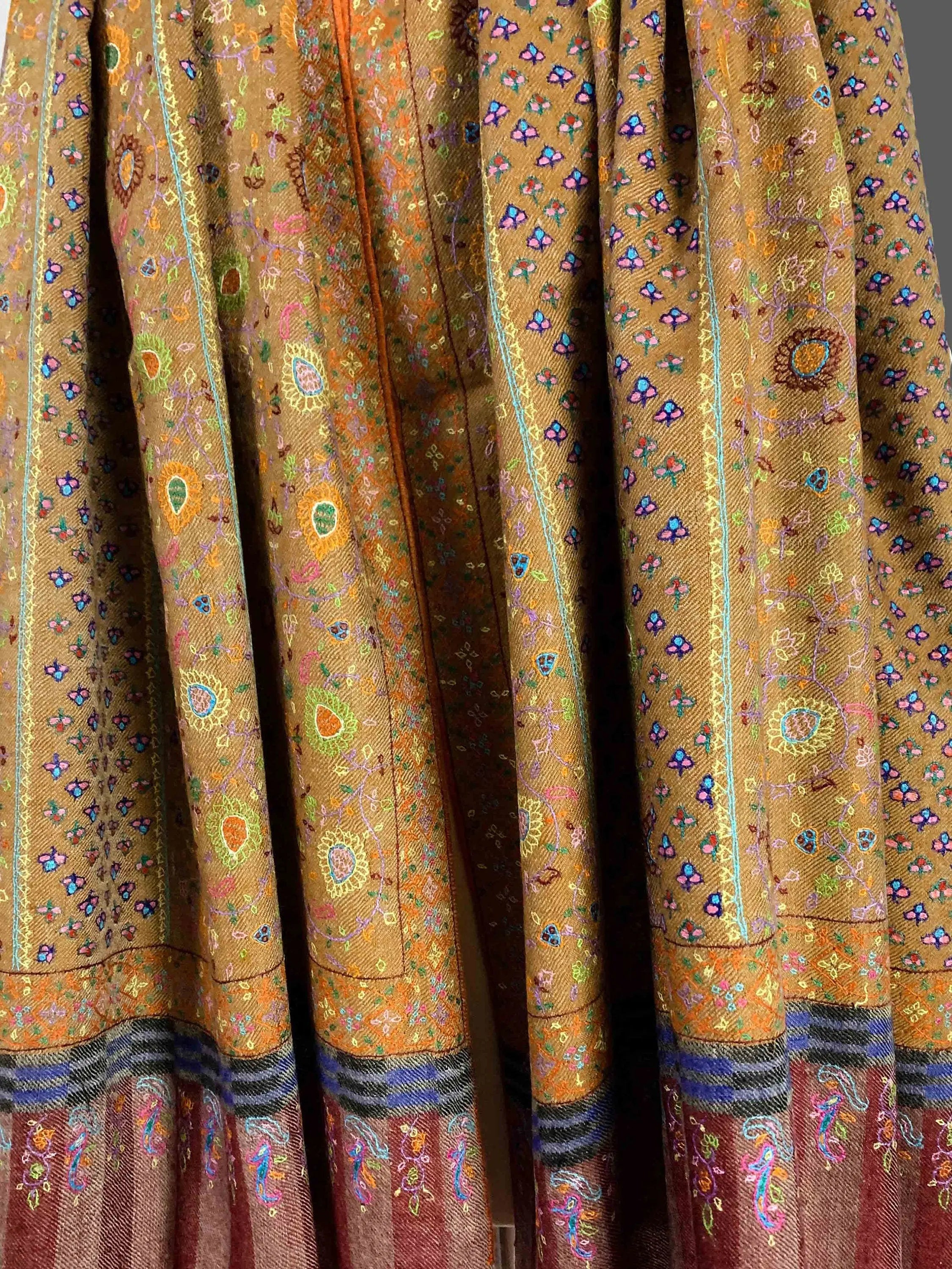 Pure Pashmina Shawl made in Kashmir, Handwoven, Hand Embroidery Shahkaar